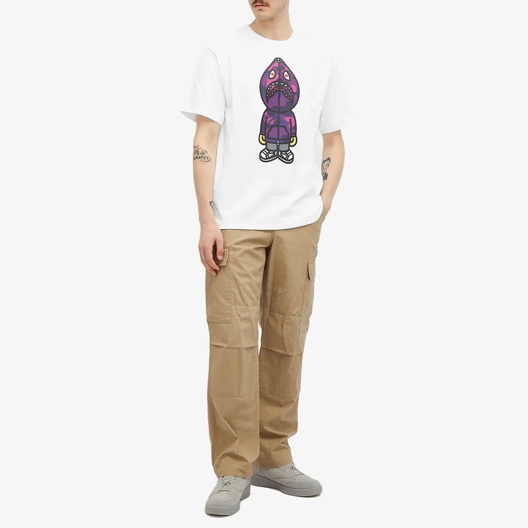 A Bathing Ape Men's Colour Camo Classic Milo Shark T-Shirt White/Purple