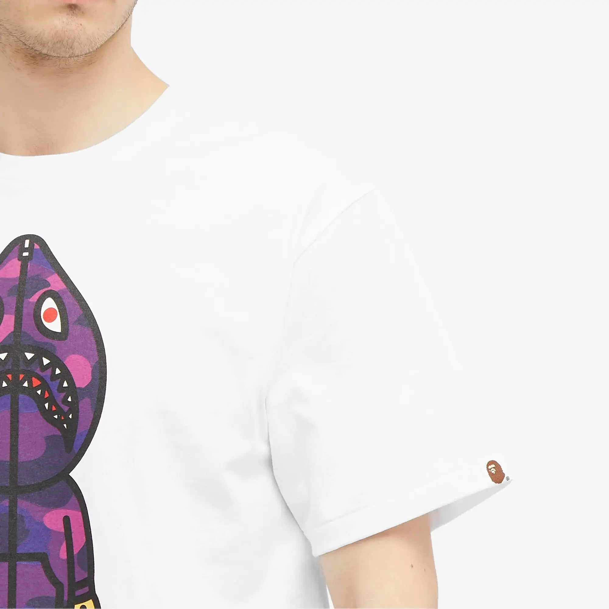 A Bathing Ape Men's Colour Camo Classic Milo Shark T-Shirt White/Purple