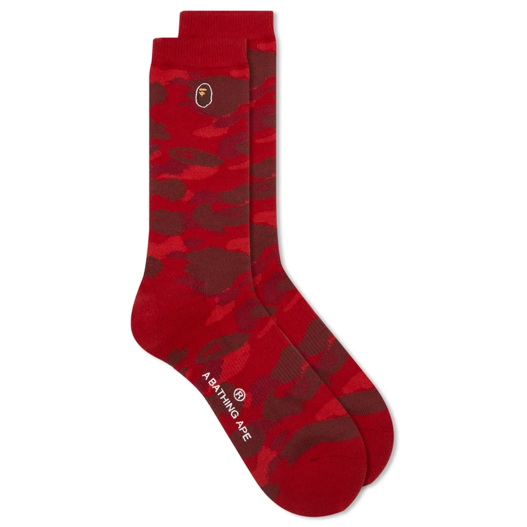 A Bathing Ape Colour Camo One Point Socks Red