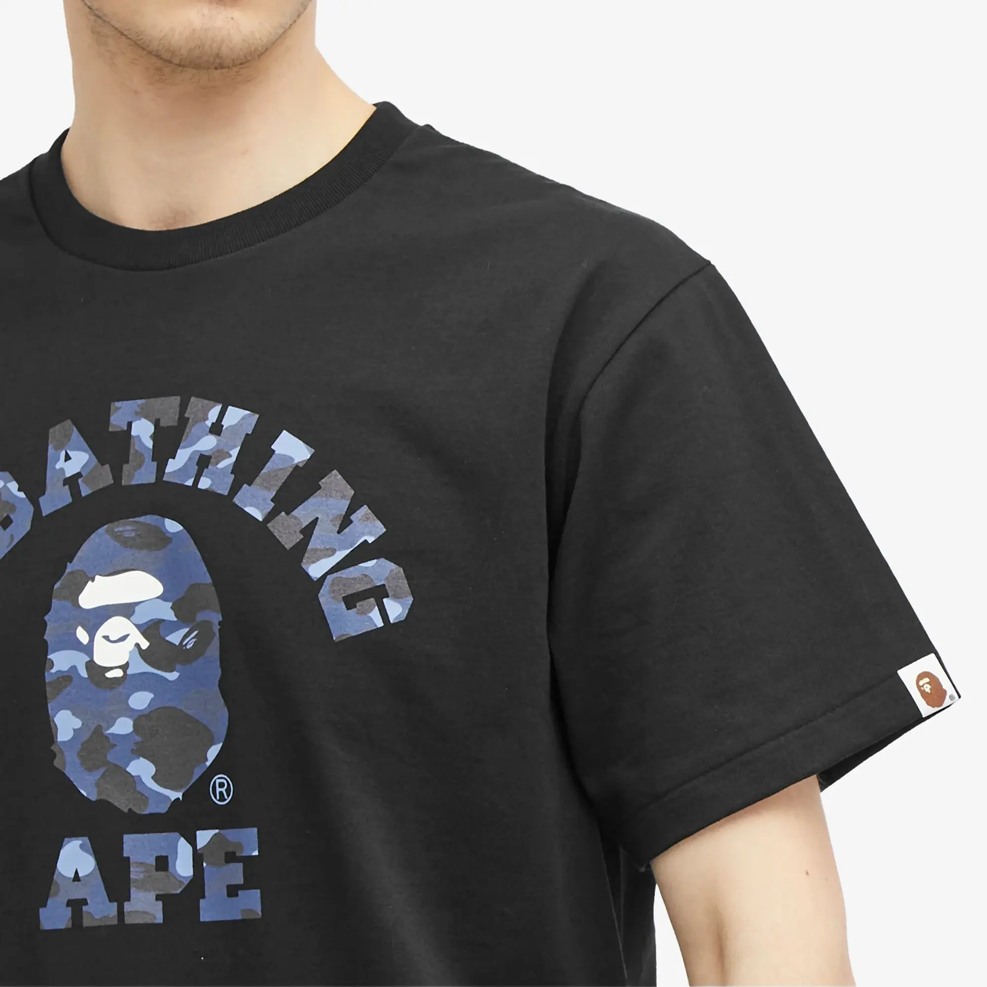 A Bathing Ape Men's Colour Camo College T-Shirt Black X Navy