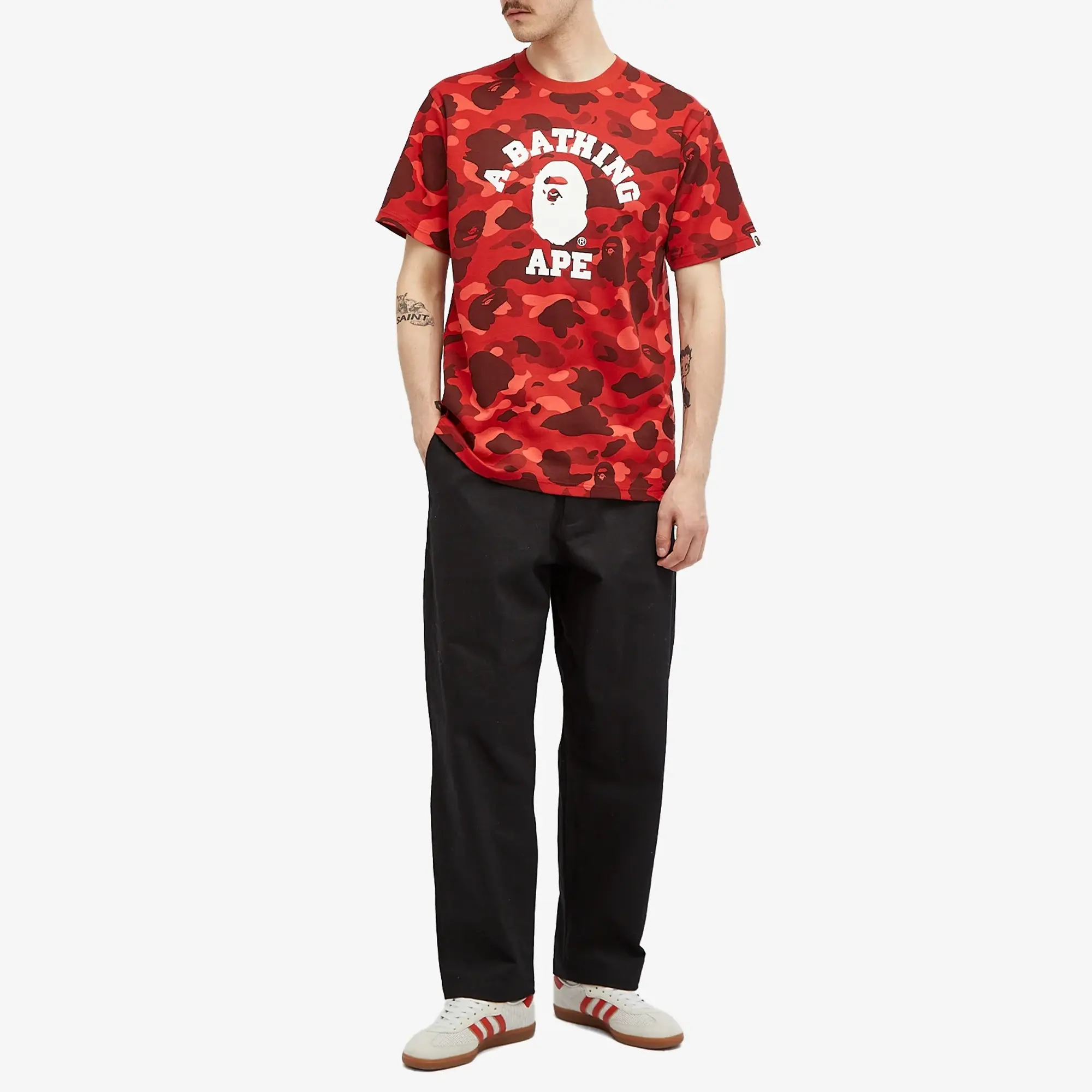 A Bathing Ape Men's Colour Camo College T-Shirt Red