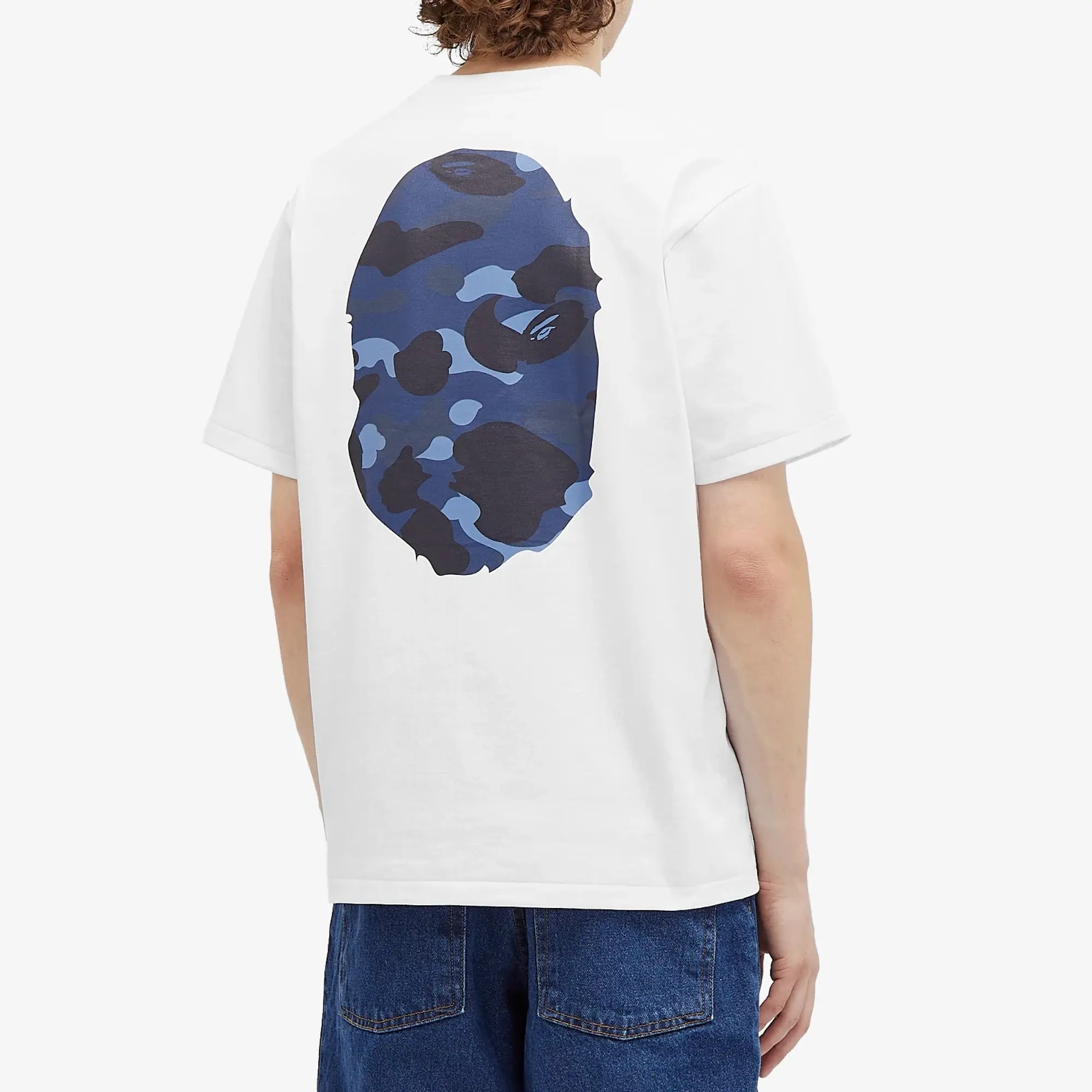 A Bathing Ape Men's Camo Big Ape Head T-Shirt White/Navy