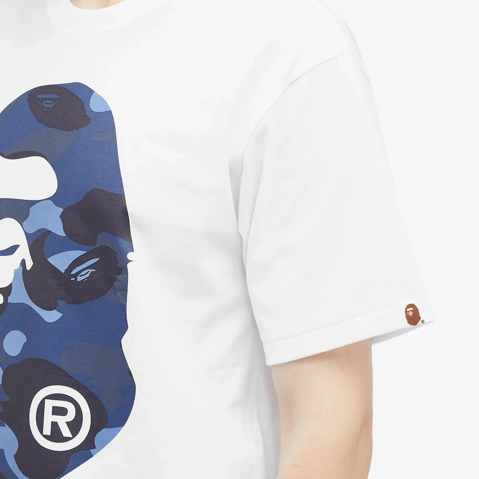 A Bathing Ape Men's Camo Big Ape Head T-Shirt White/Navy
