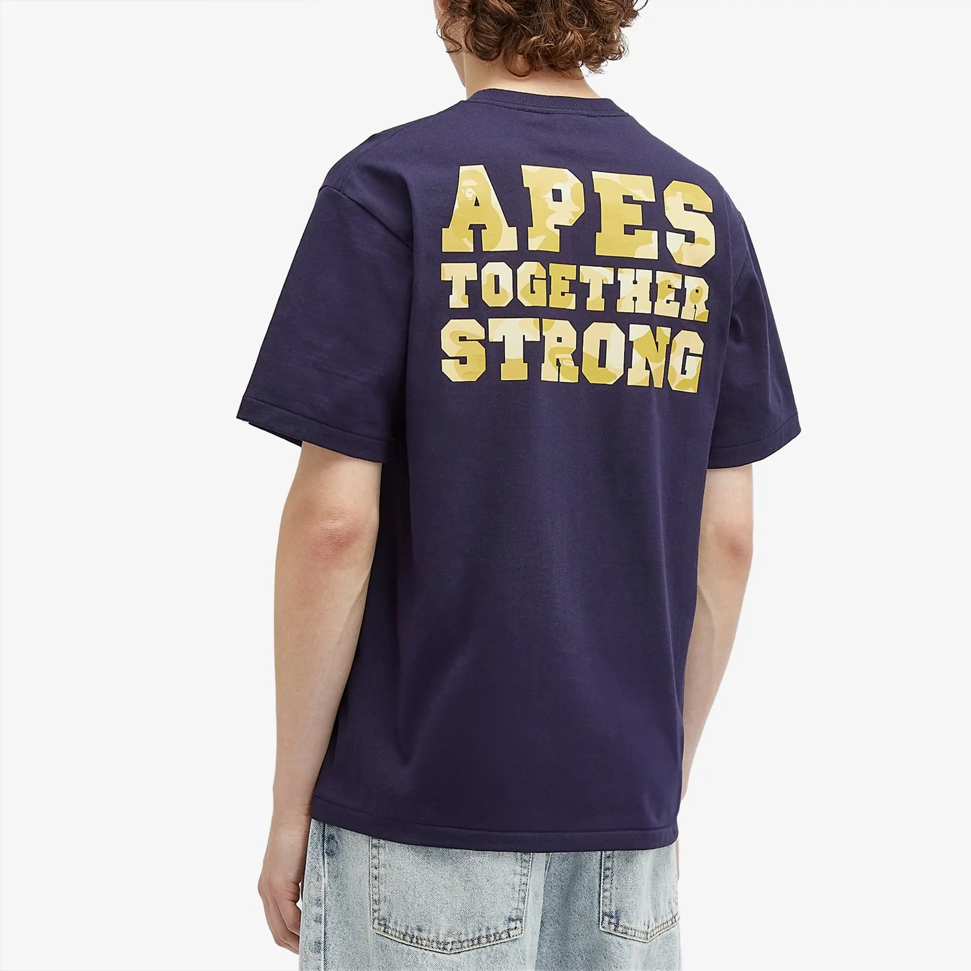 A Bathing Ape Men's Colour Camo College ATS T-Shirt Navy