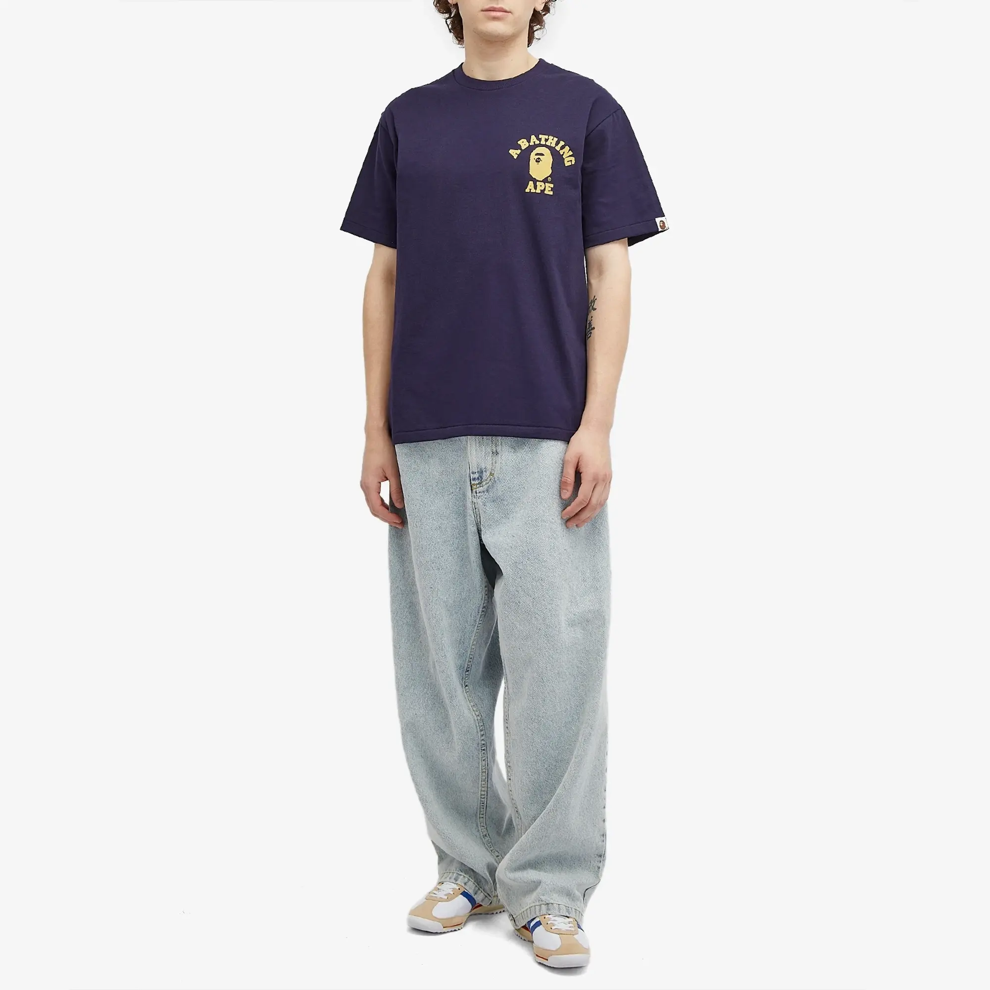 A Bathing Ape Men's Colour Camo College ATS T-Shirt Navy