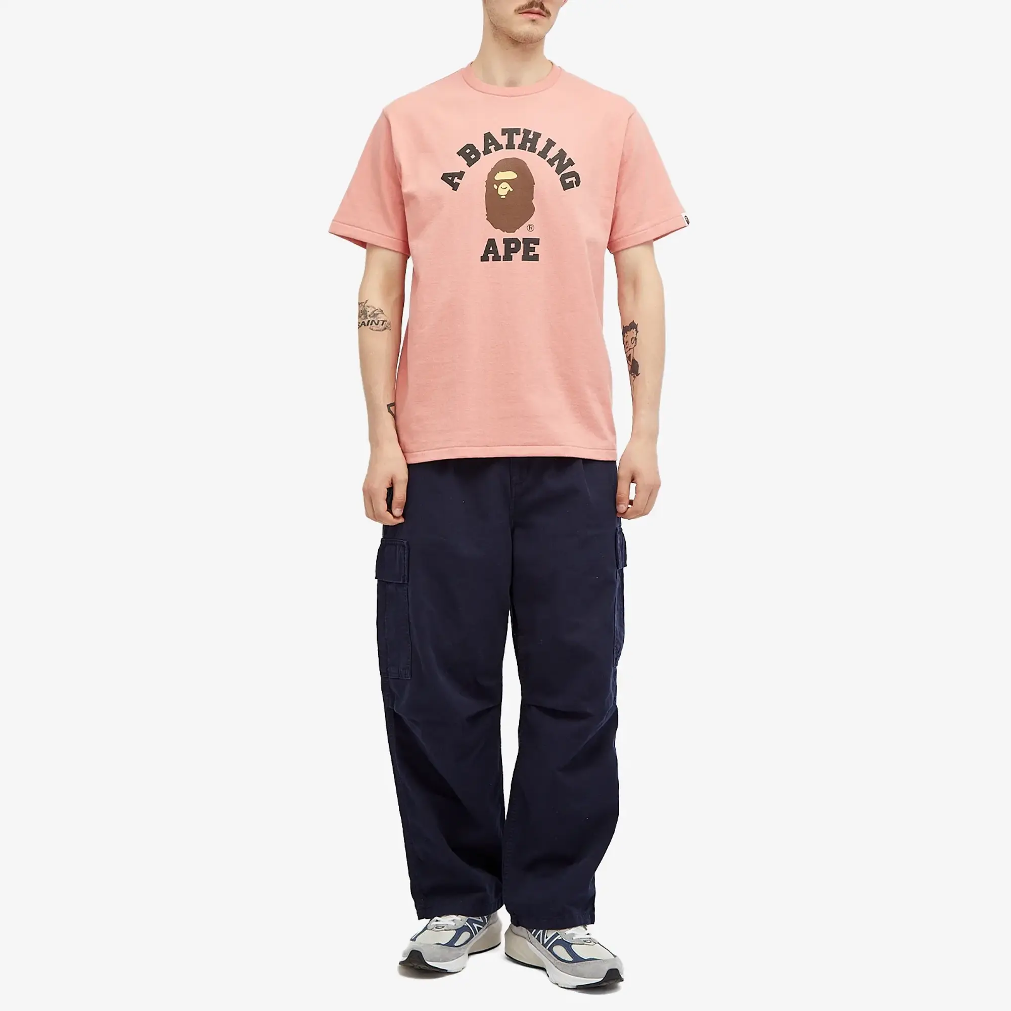 A Bathing Ape Men's College T-Shirt Pink