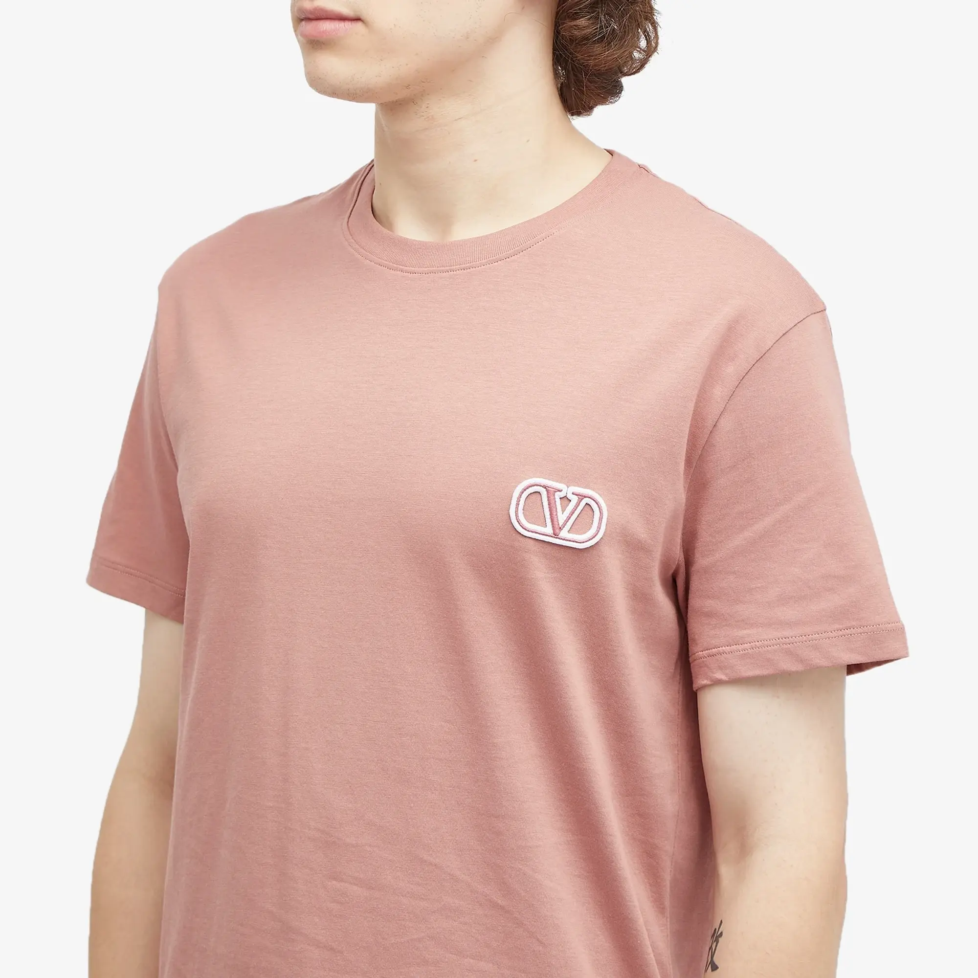 Valentino Men's Small V Logo T Shirt Malva