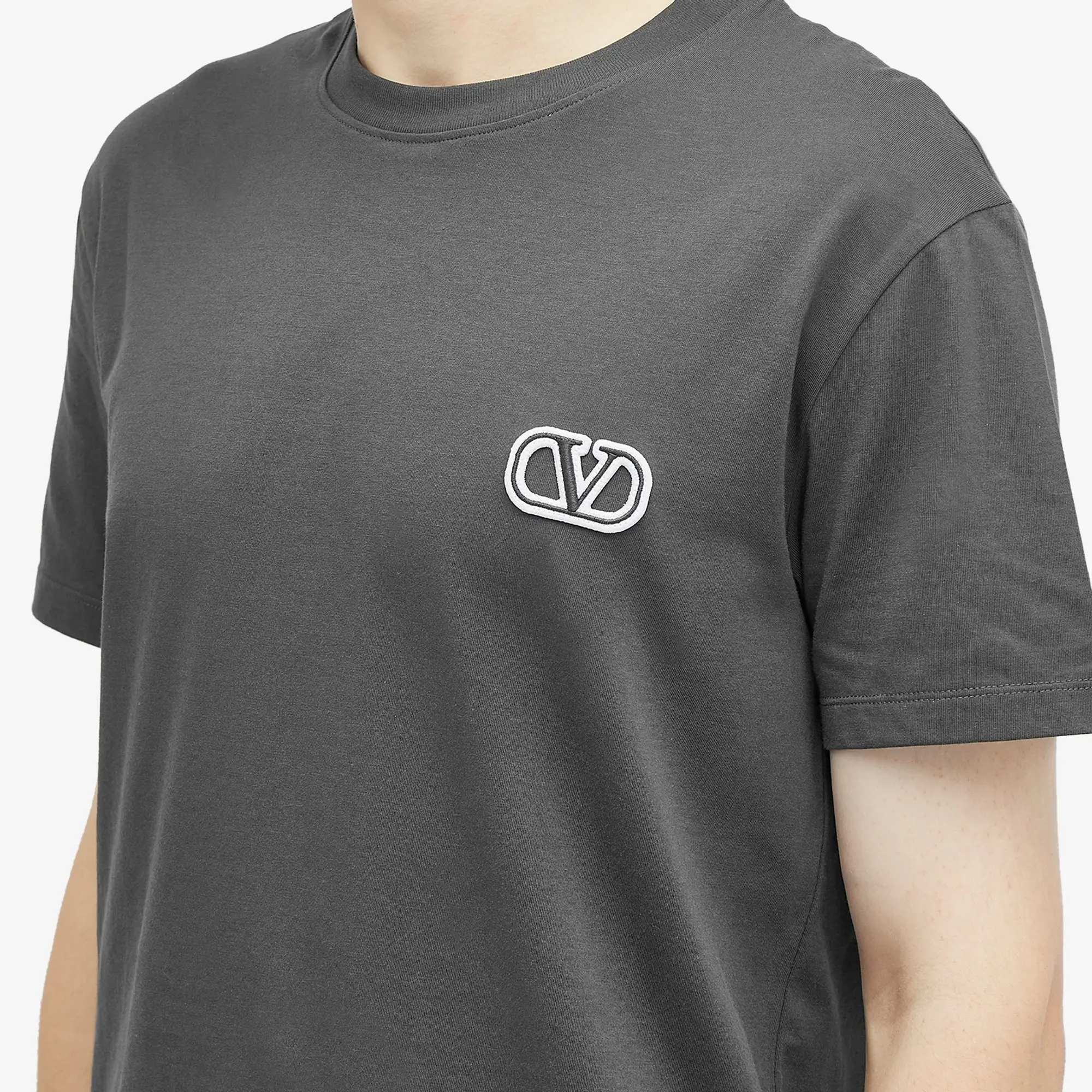 Valentino Men's Small V Logo T Shirt Antracite