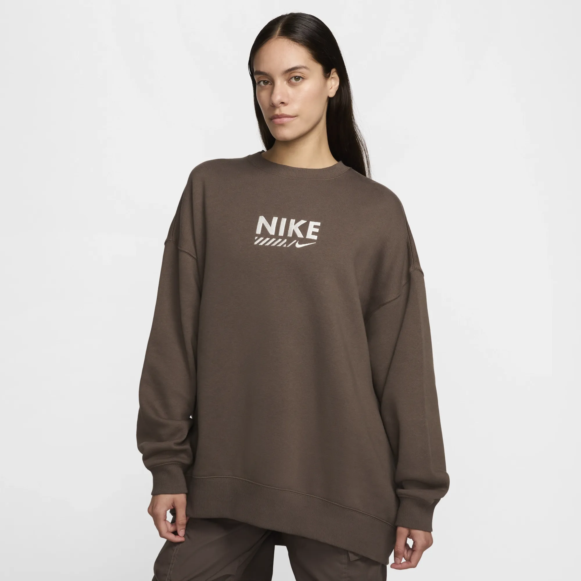 Crew Sweatshirt Nike Sweater Brown Hoodies Brown Oversized