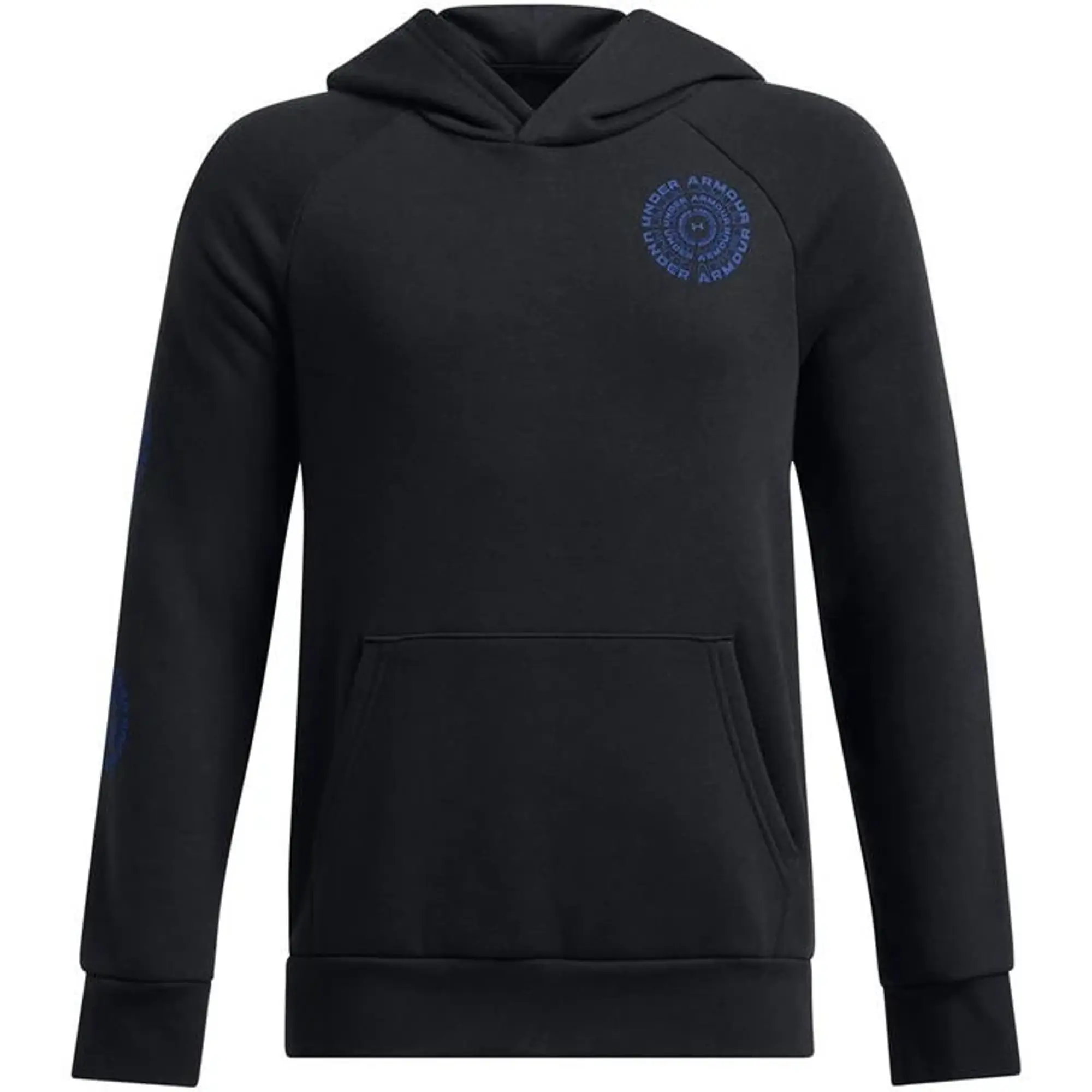 Boys'  Under Armour  Rival Fleece Spiral Logo Hoodie Black / Tech Blue YSM (50 - 54 in)