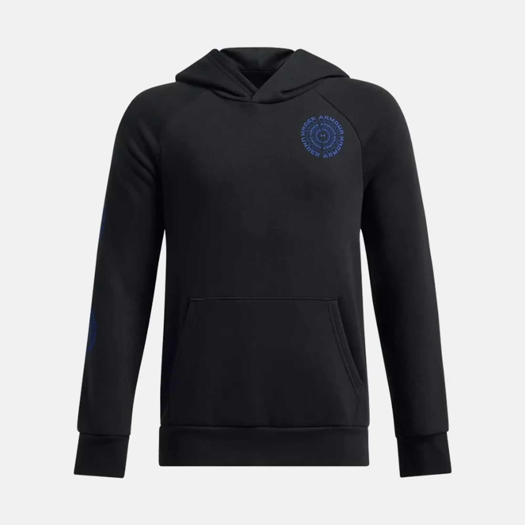 Boys'  Under Armour  Rival Fleece Spiral Logo Hoodie Black / Tech Blue YSM (50 - 54 in)