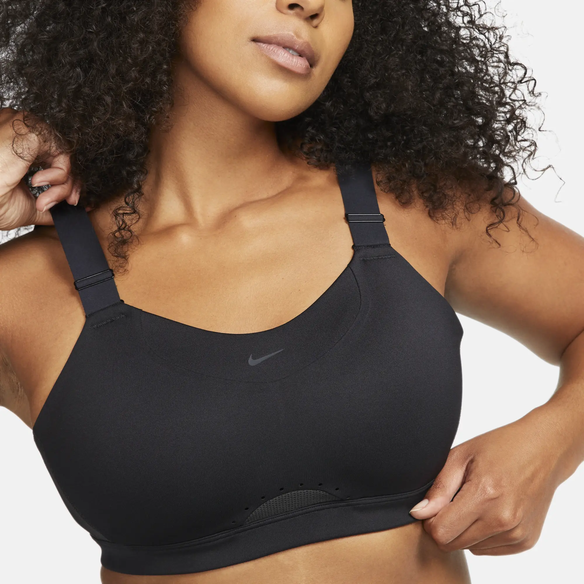 Nike Alpha Women's High-Support Padded Adjustable Sports Bra - Black - Recycled Polyester Minimum