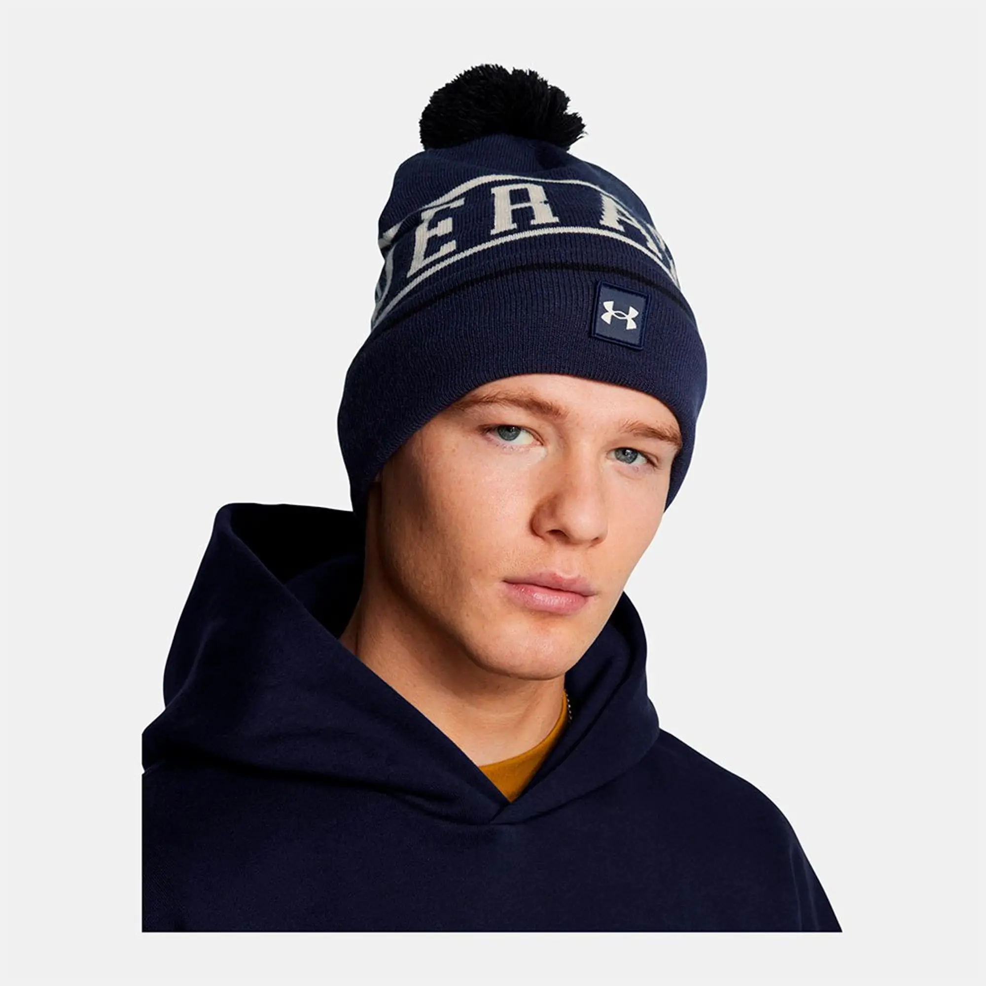 Men's  Under Armour  Halftime Pom Beanie Midnight Navy / Summit White / White OSFM