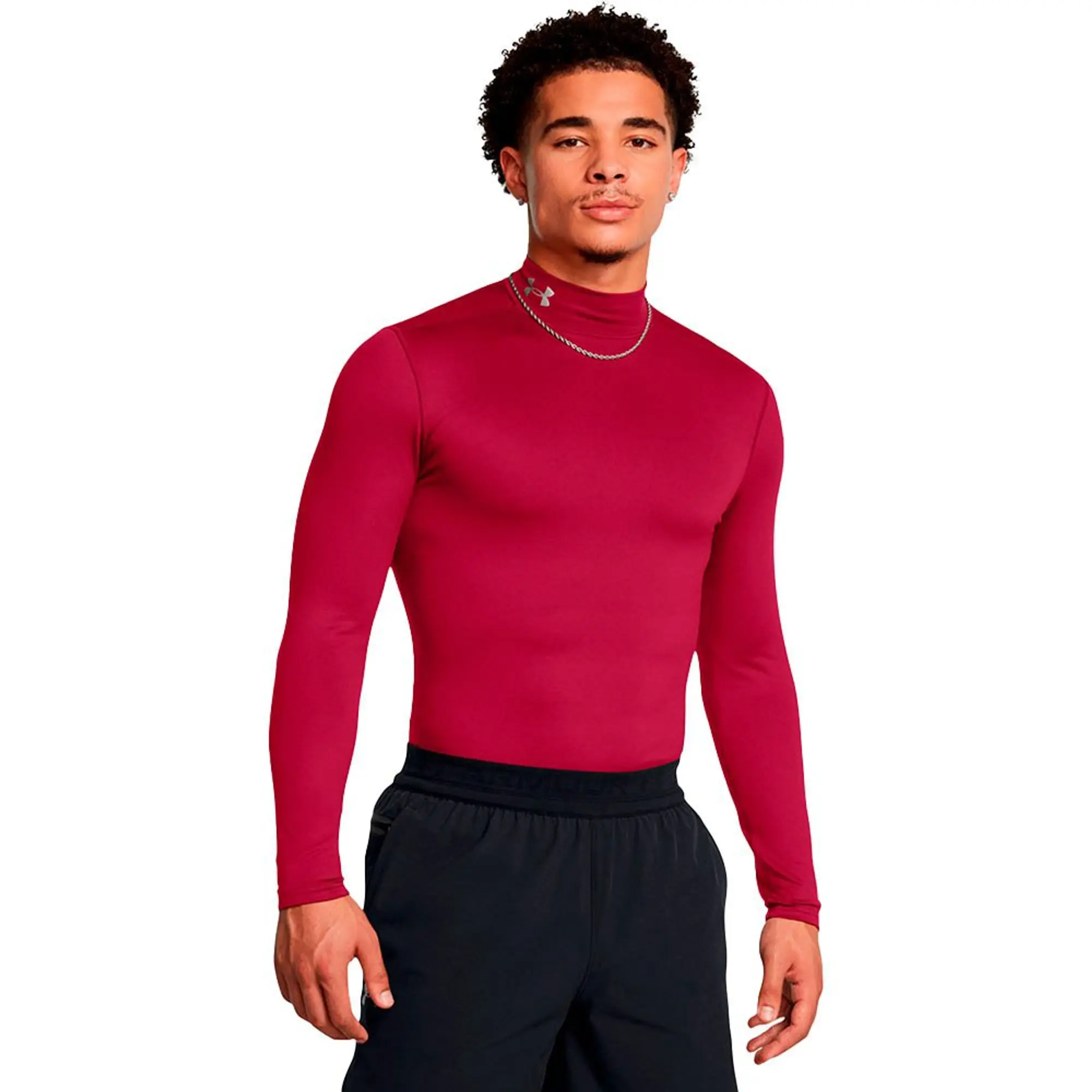 Under Armour Men's ColdGear® Elite Mock Long Sleeve Cardinal / Metallic Silver XXL