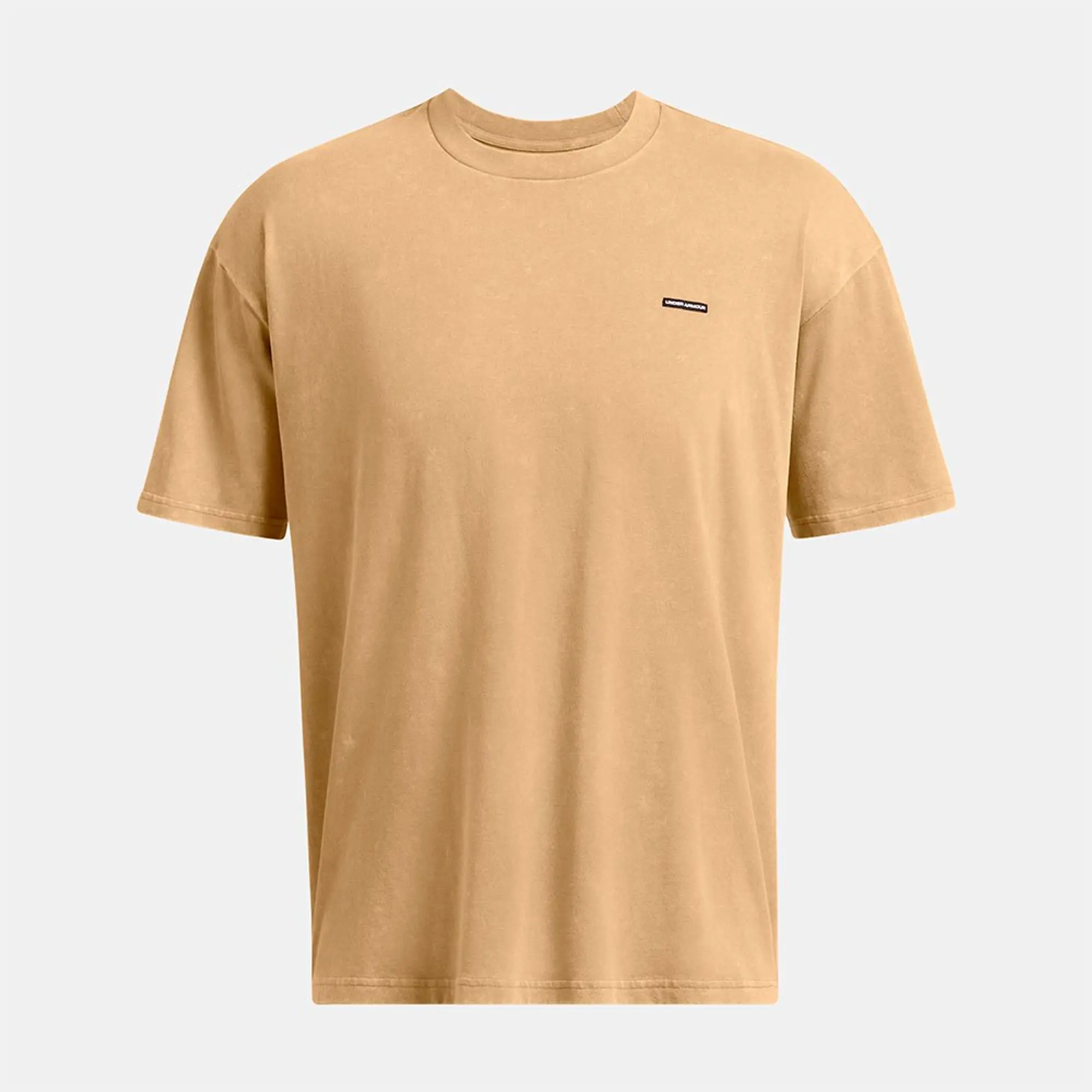 Men's  Under Armour  Heavyweight Oversized Logo Wash Short Sleeve Camel / White XXL
