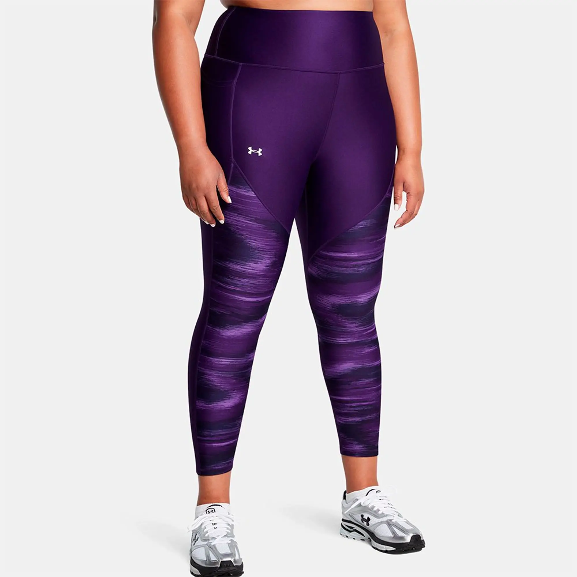 Women's  Under Armour  Tech™ Printed Panel Ankle Leggings Purple / Lavish / White 3X