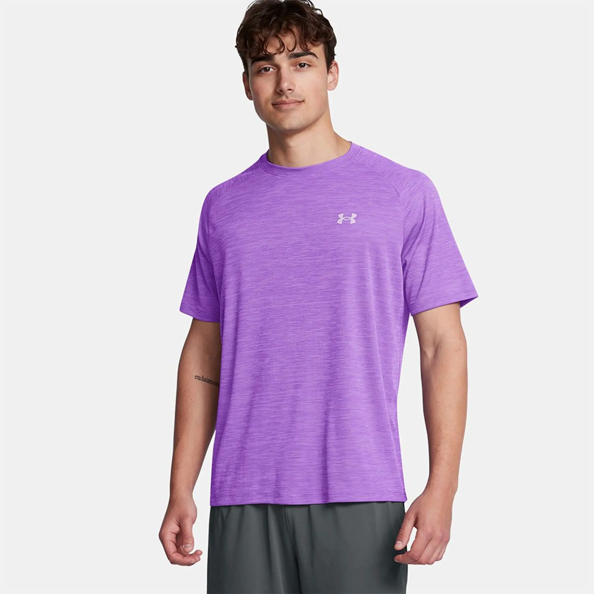 Under Armour UA Tech Textured Short Sleeved T-Shirt - Purple - Size XL - Purple