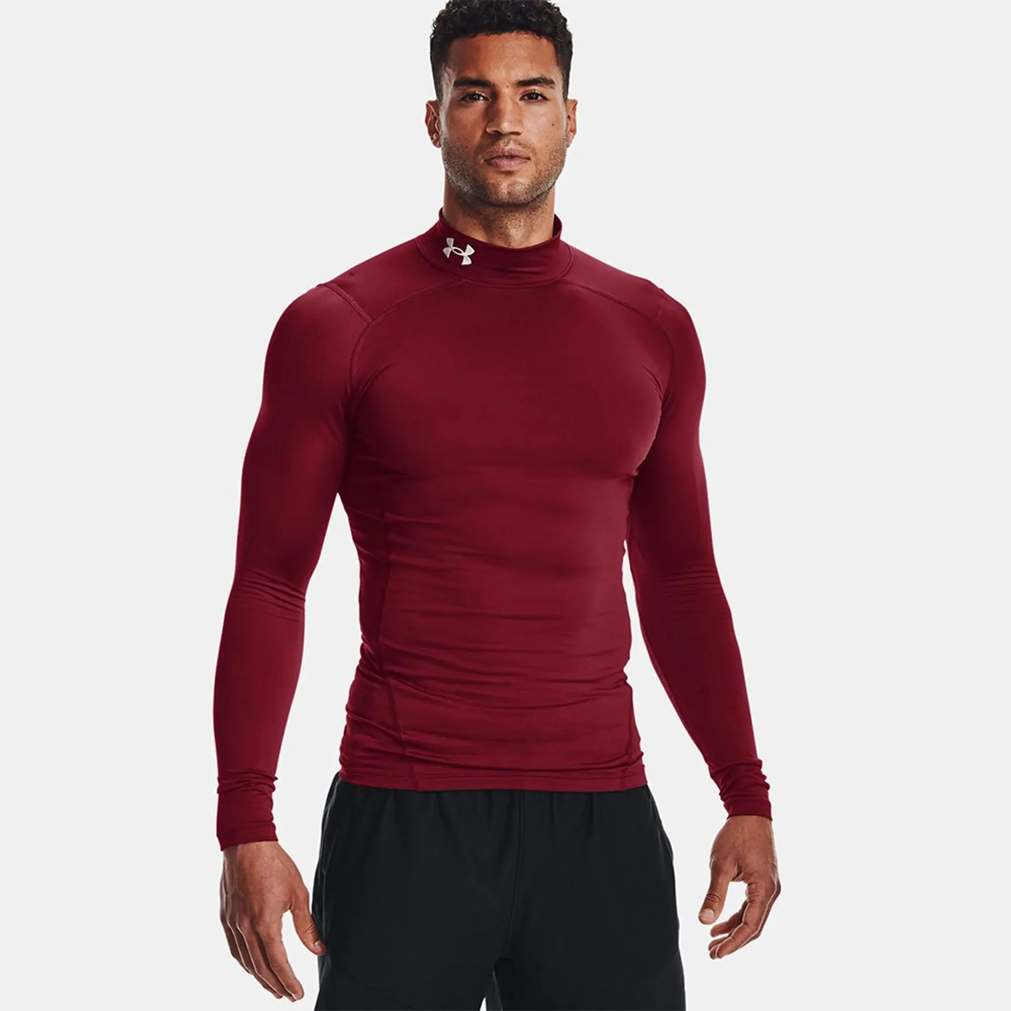 Under Armour Men's ColdGear® Compression Mock Cardinal / White XXL