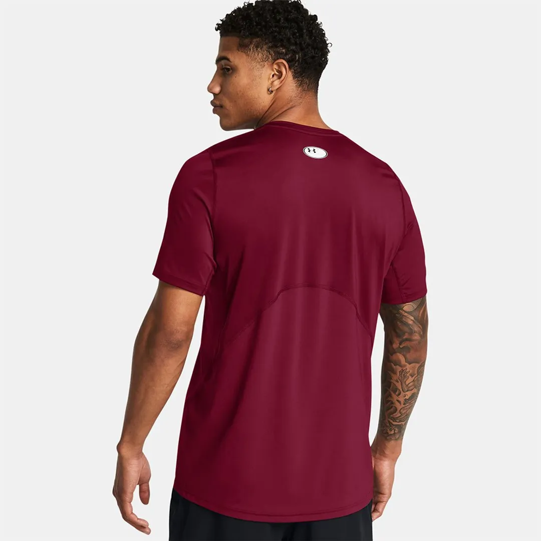 Under Armour Men's HeatGear® Fitted Short Sleeve Cardinal / White