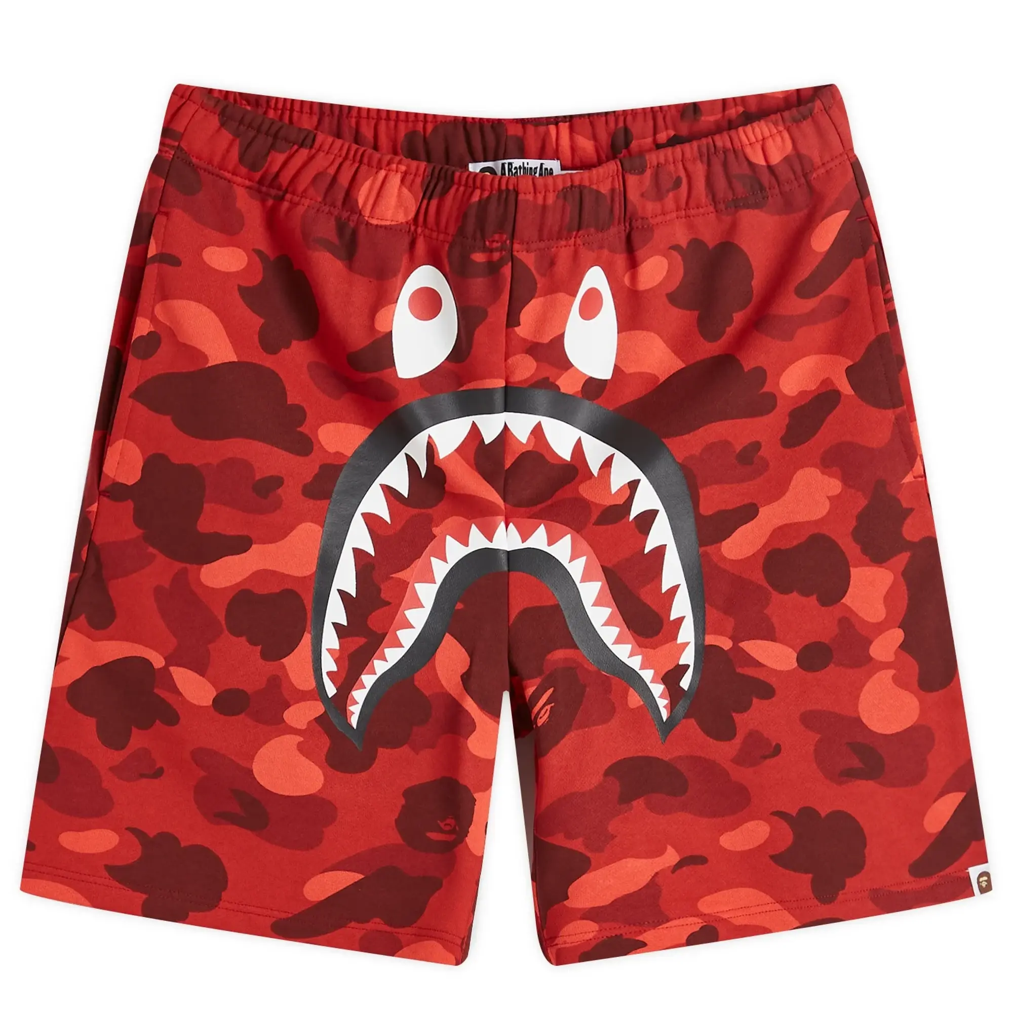 A Bathing Ape Men's Colour Camo Shark Sweat Shorts Red
