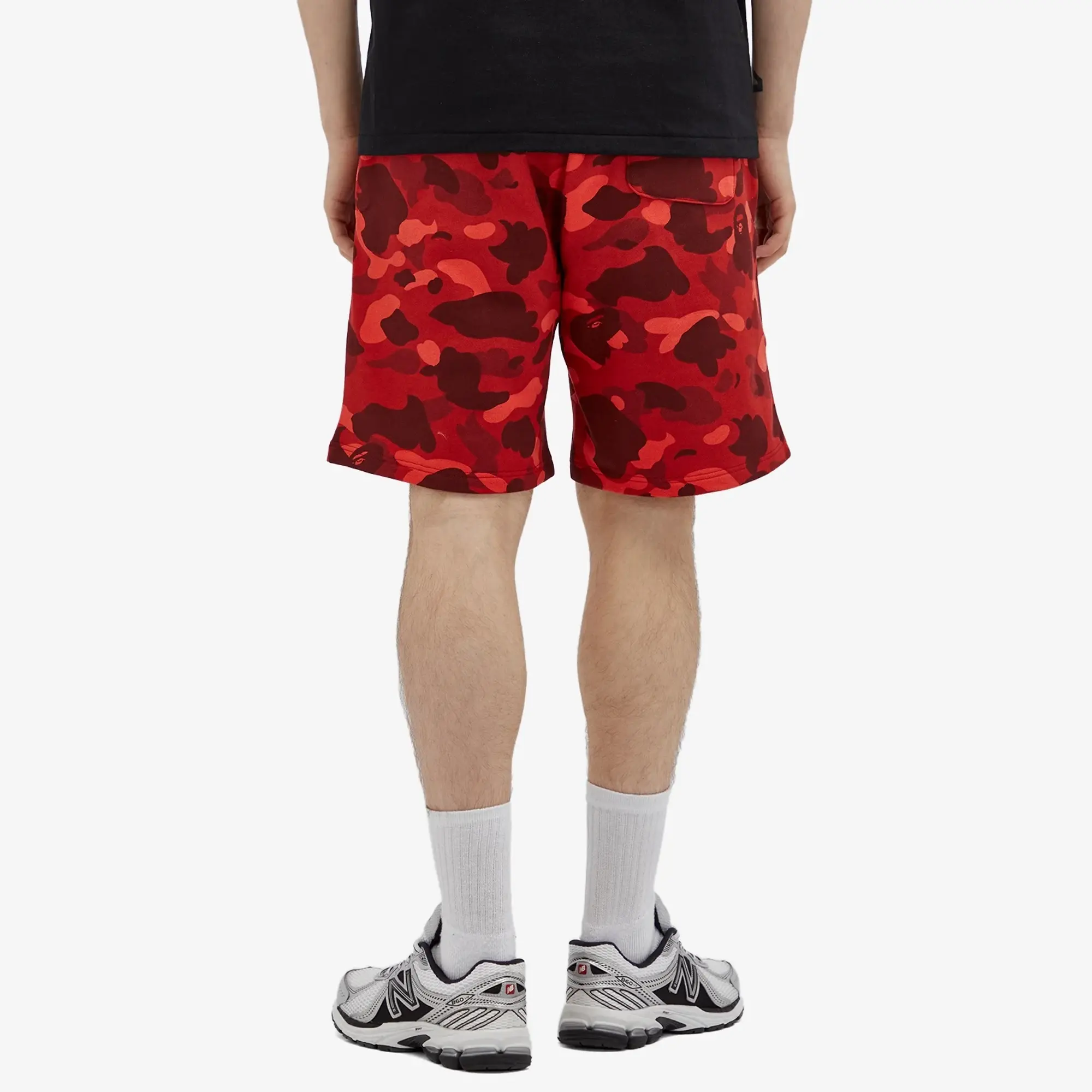 A Bathing Ape Men's Colour Camo Shark Sweat Shorts Red
