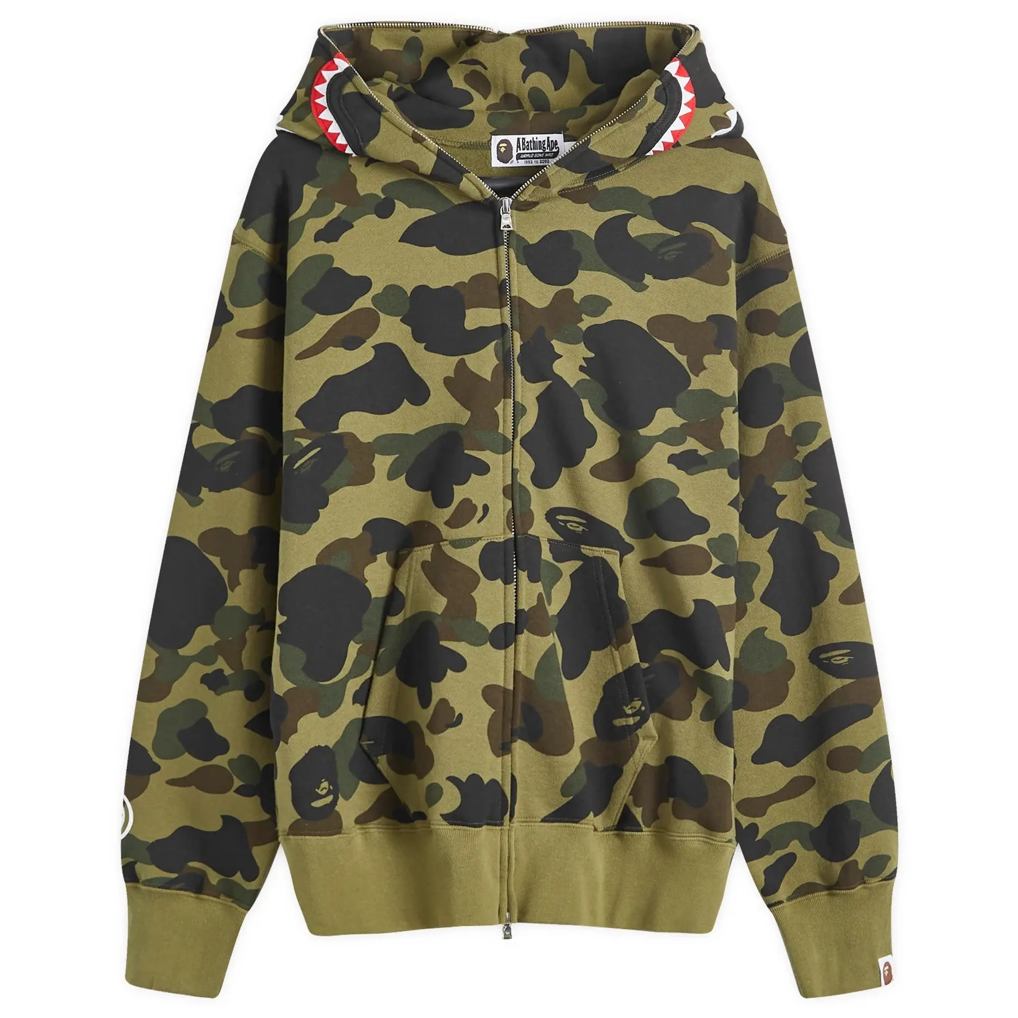 A Bathing Ape Women's 1st Camo Shark Full Zip Hoodie Wide Green