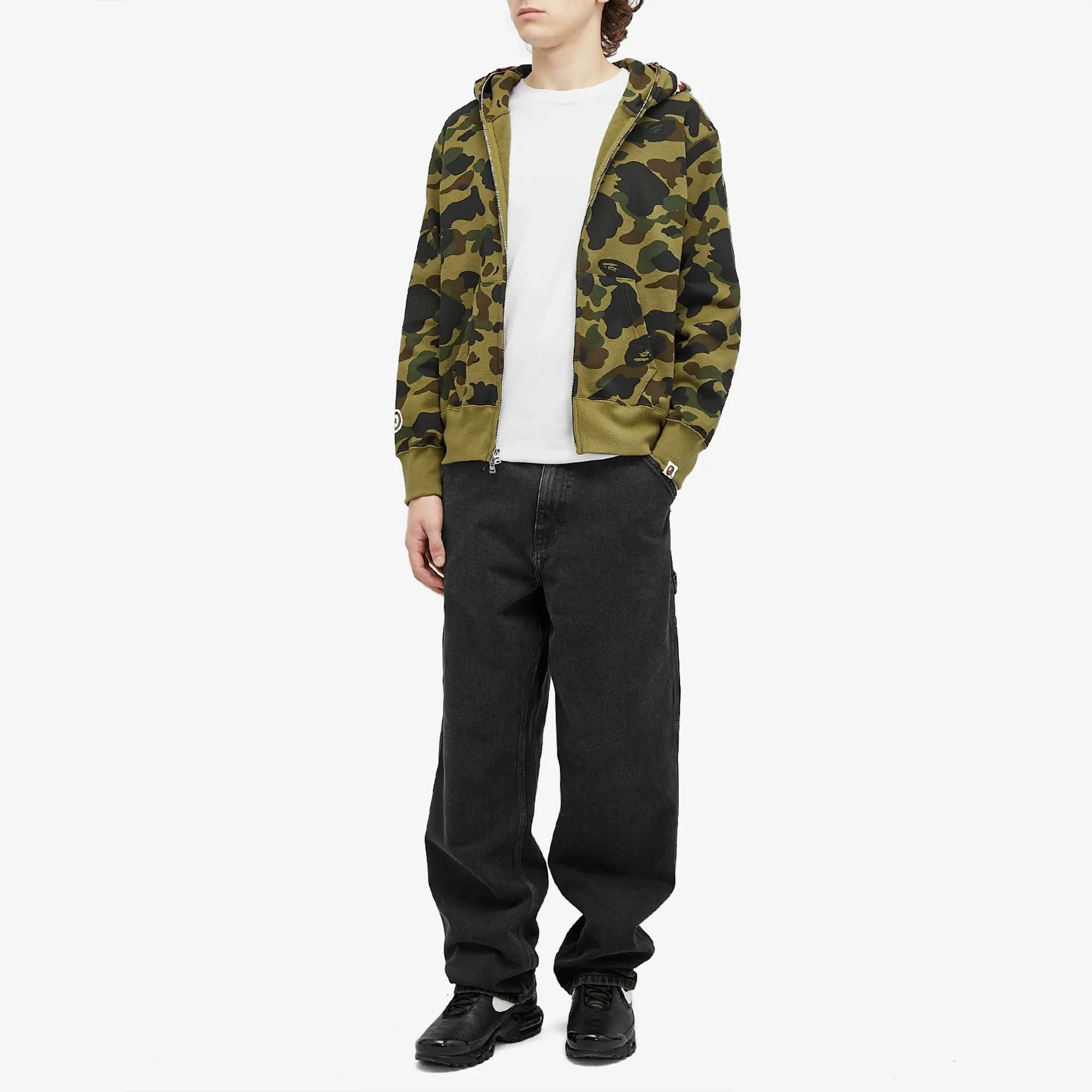 A Bathing Ape Women's 1st Camo Shark Full Zip Hoodie Wide Green