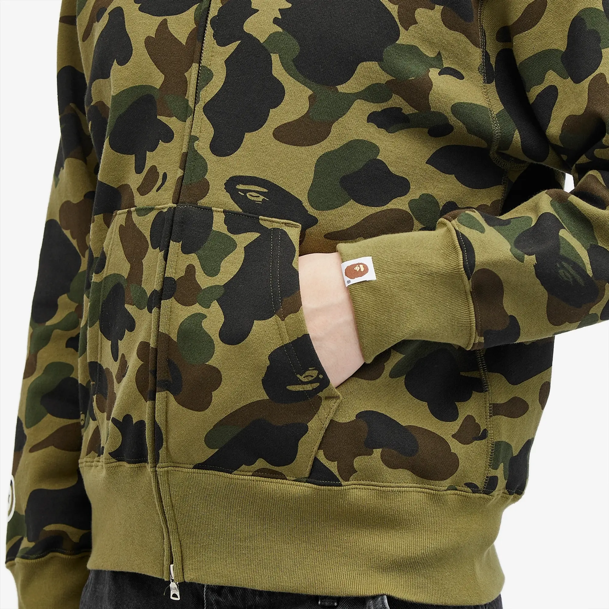 A Bathing Ape Women's 1st Camo Shark Full Zip Hoodie Wide Green