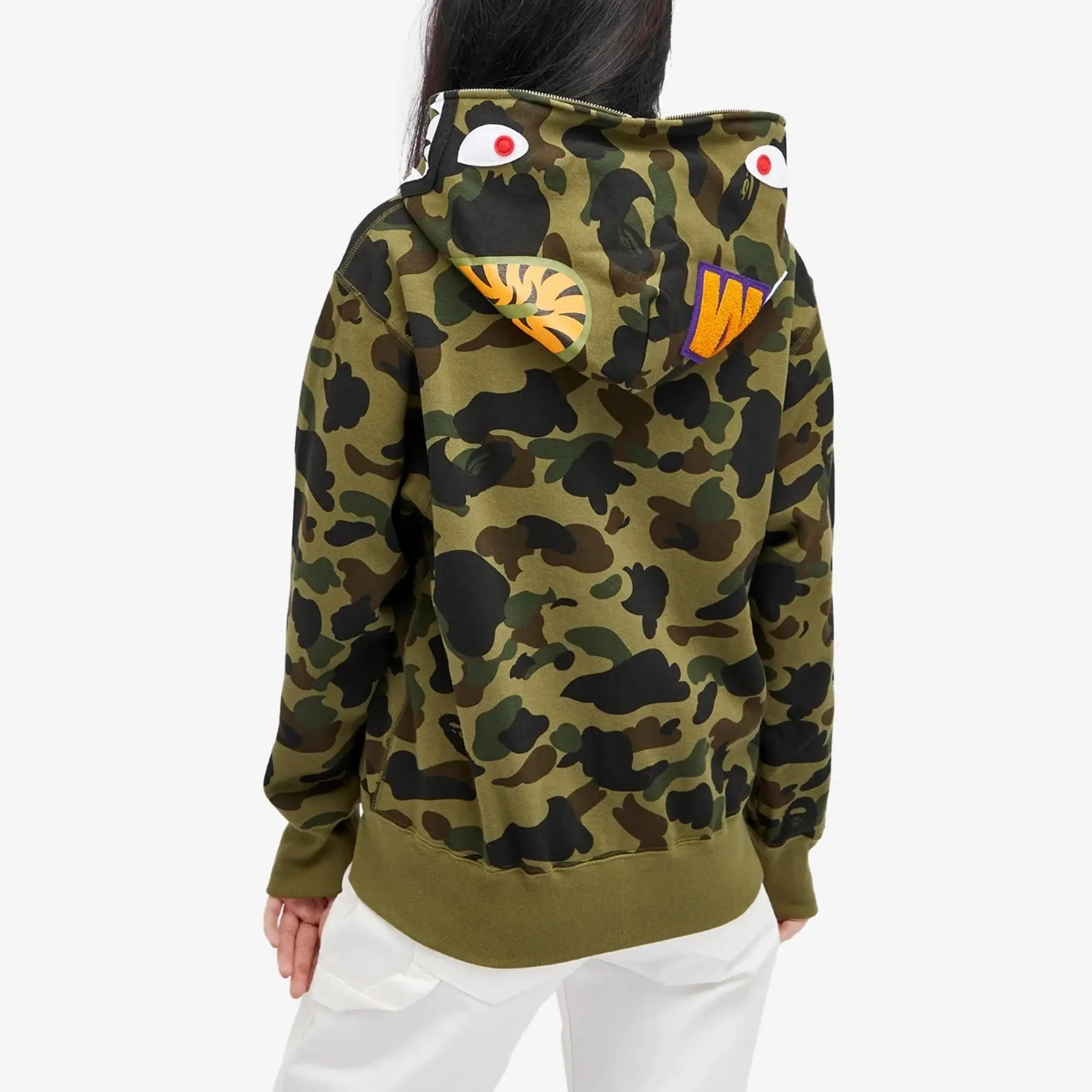 A Bathing Ape Women's 1st Camo Shark Full Zip Hoodie Wide Green