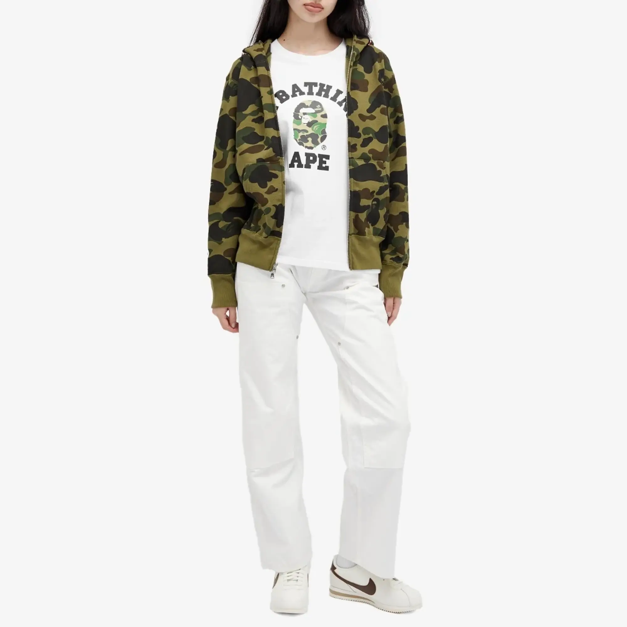 A Bathing Ape Women's 1st Camo Shark Full Zip Hoodie Wide Green