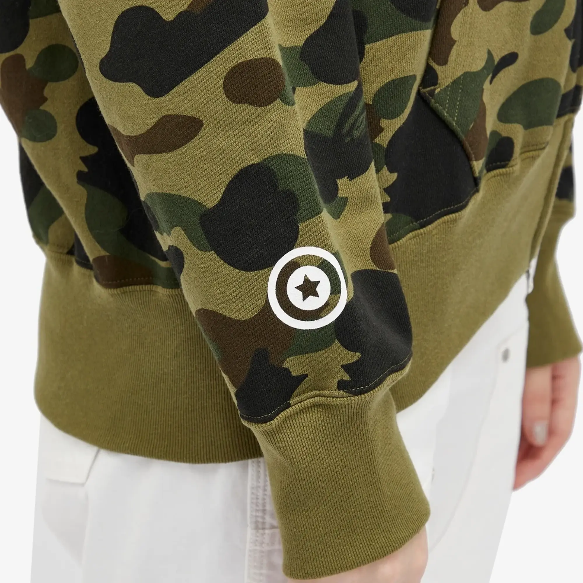 A Bathing Ape Women's 1st Camo Shark Full Zip Hoodie Wide Green