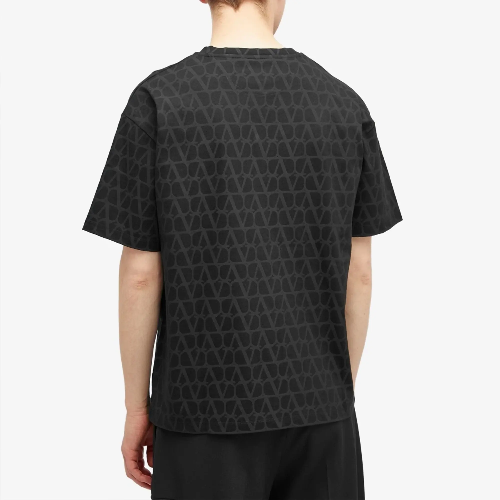 Valentino Men's V Logo Tonal T Shirt Black