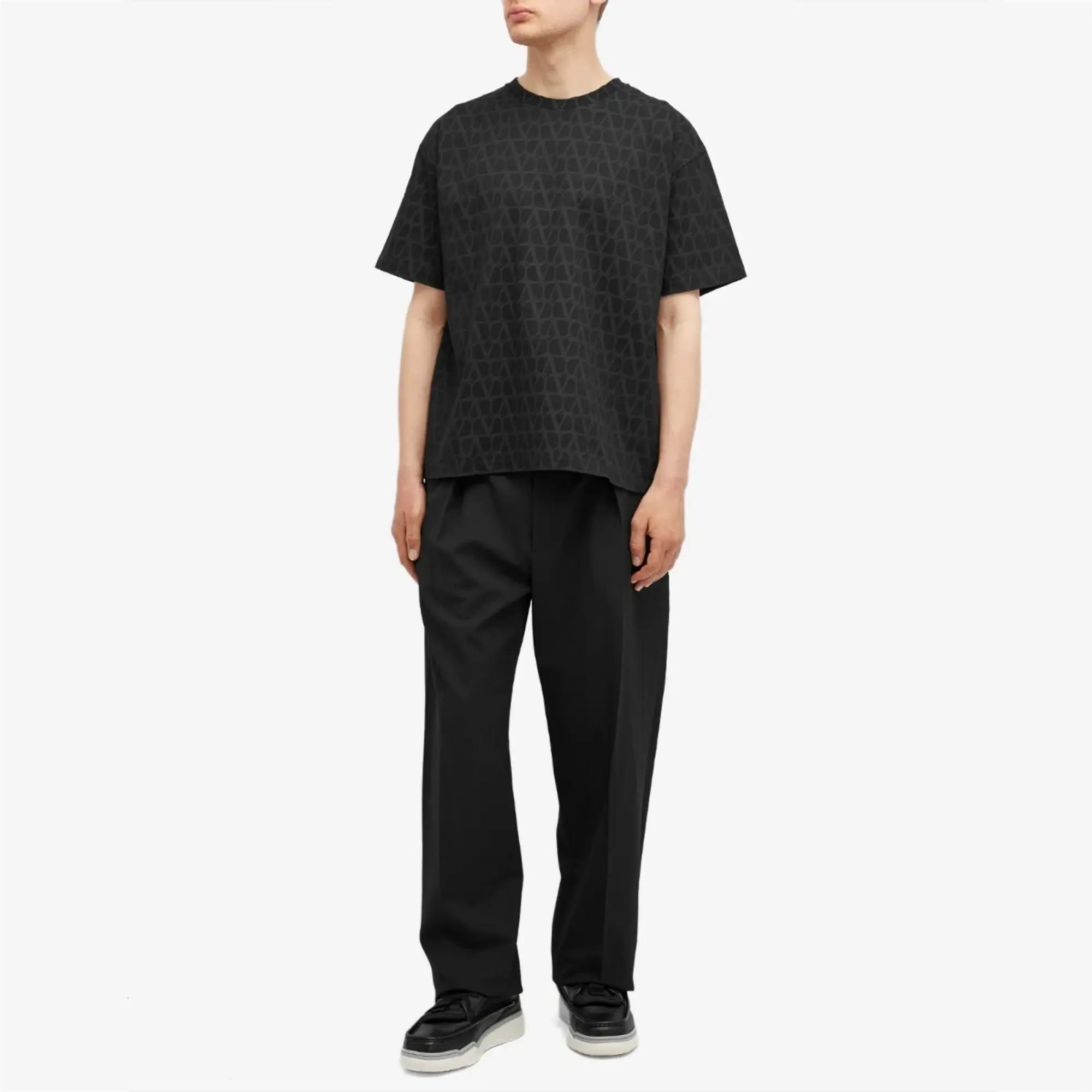 Valentino Men's V Logo Tonal T Shirt Black
