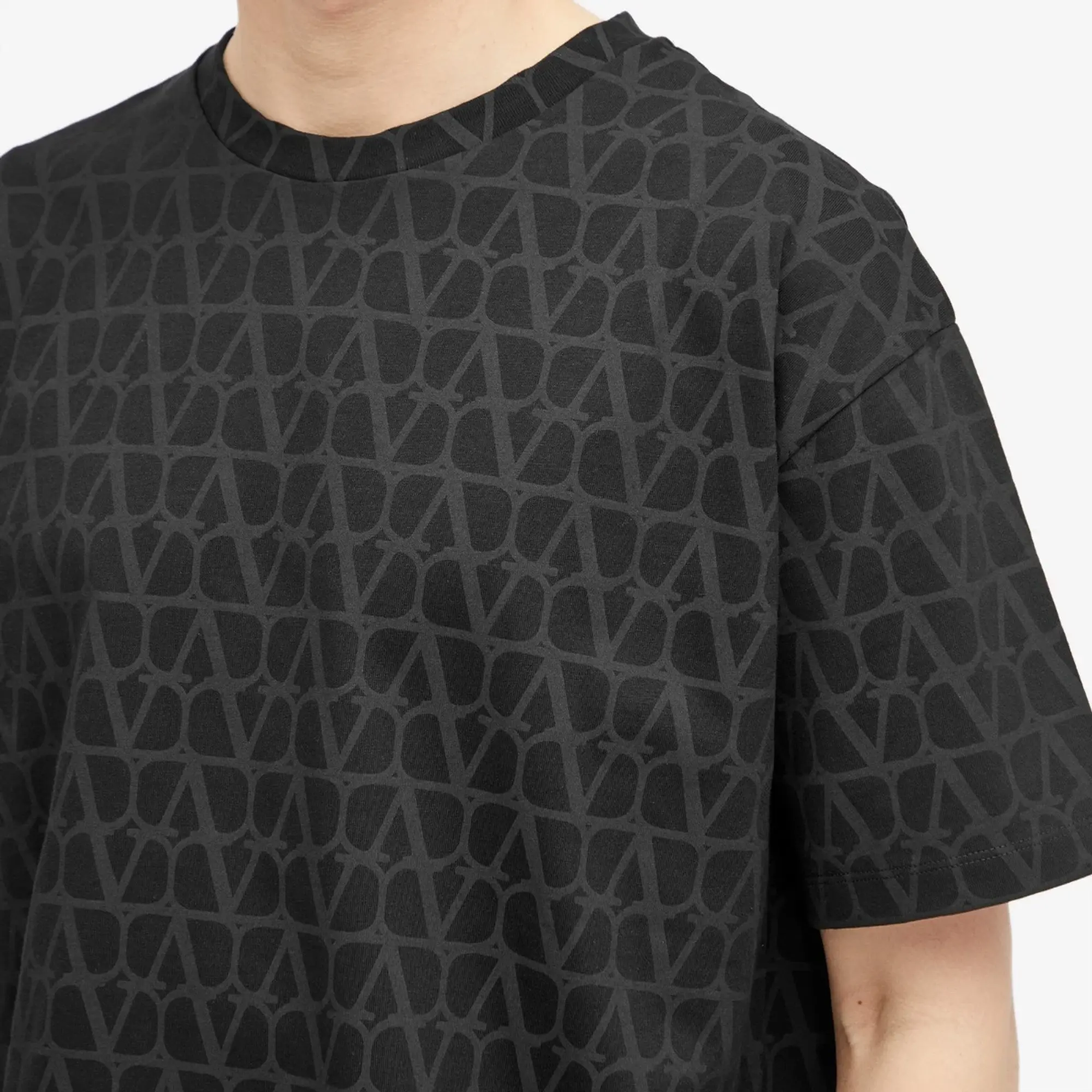 Valentino Men's V Logo Tonal T Shirt Black