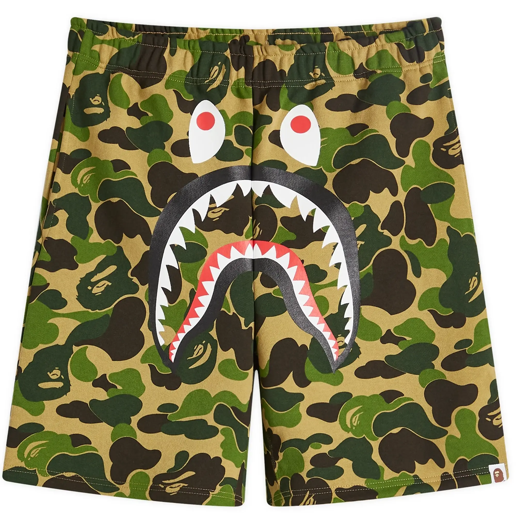 A Bathing Ape Men's ABC Camo Shark Sweat Shorts Green