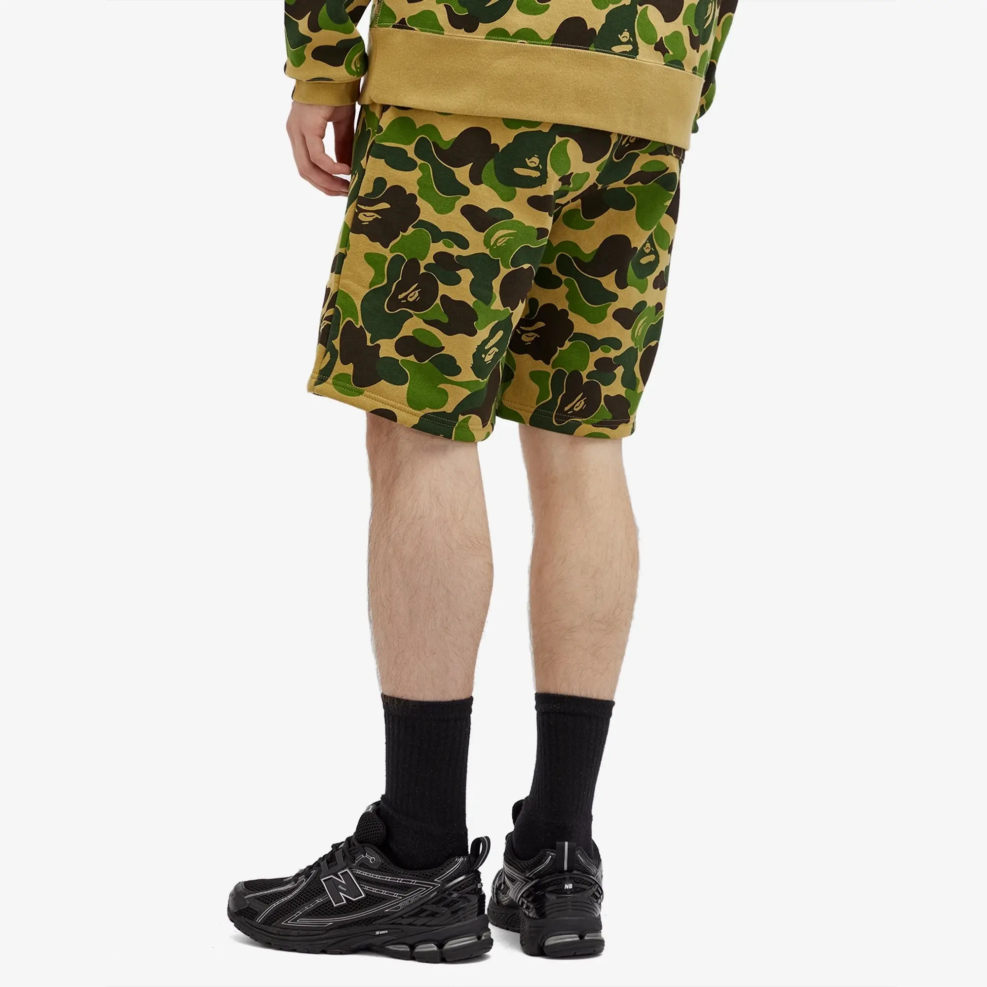 A Bathing Ape Men's ABC Camo Shark Sweat Shorts Green