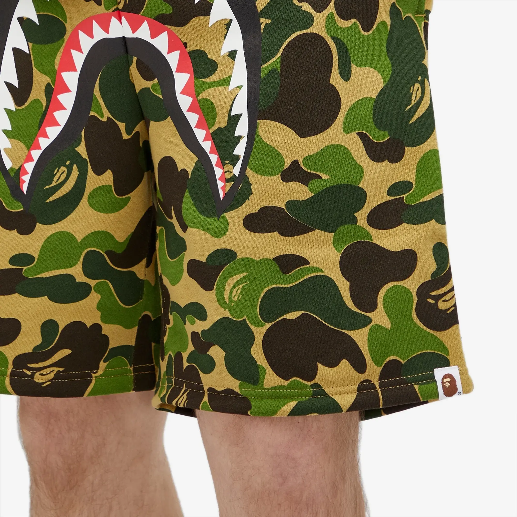 A Bathing Ape Men's ABC Camo Shark Sweat Shorts Green