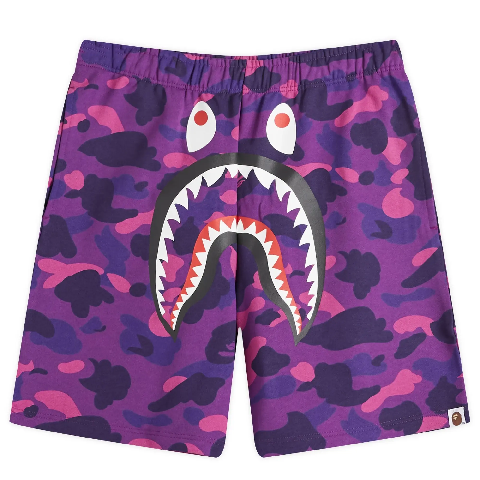 A Bathing Ape Men's Colour Camo Shark Sweat Shorts Purple