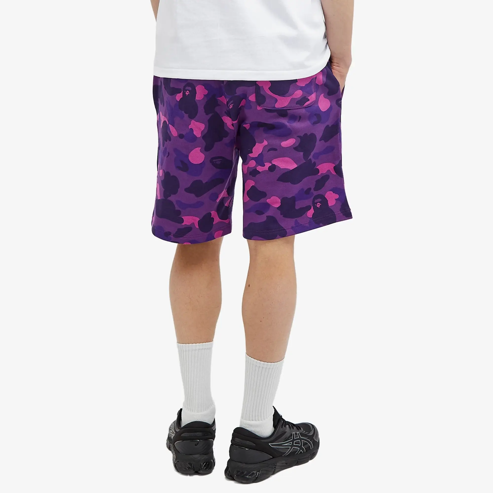 A Bathing Ape Men's Colour Camo Shark Sweat Shorts Purple