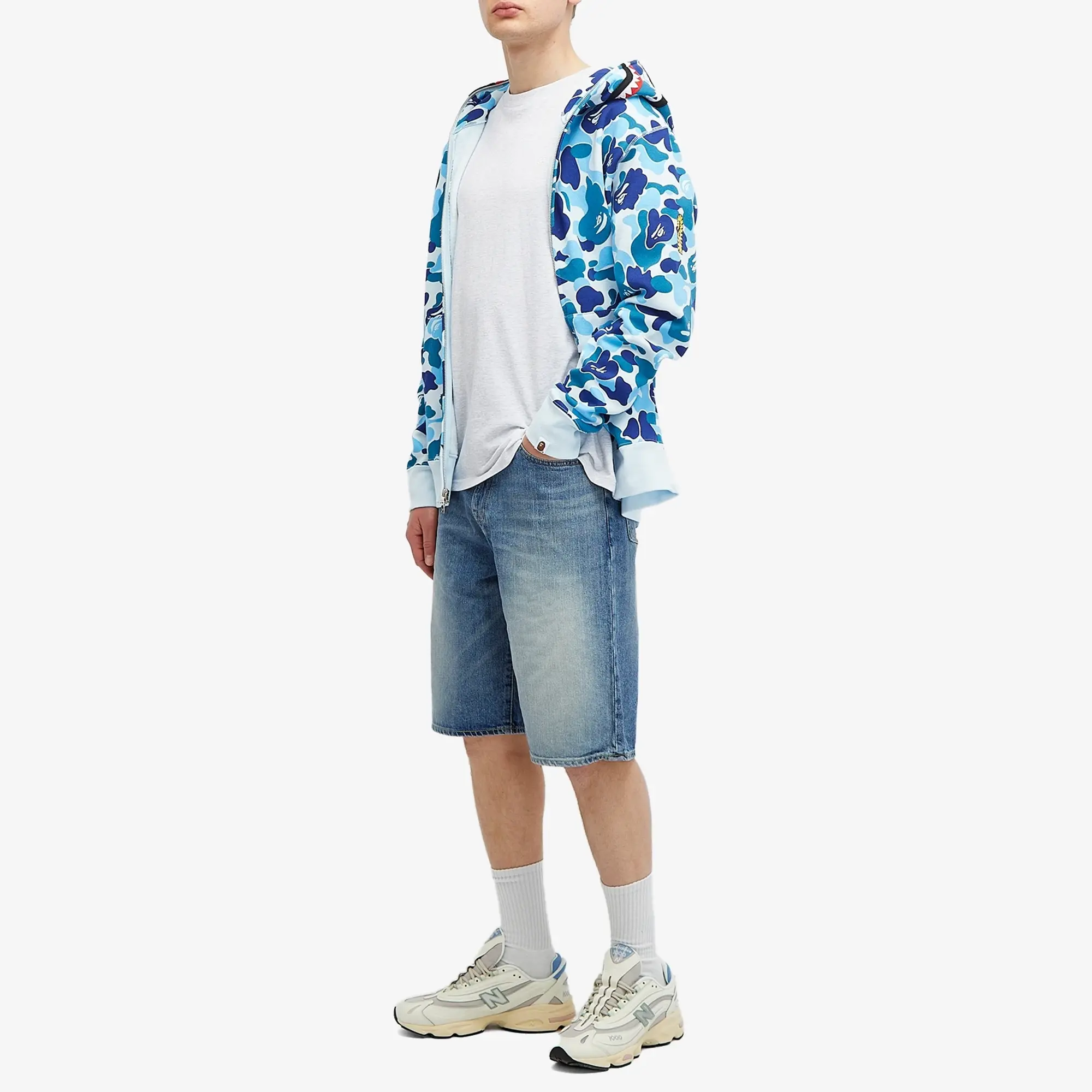 A Bathing Ape Men's College Denim Shorts Light Indigo
