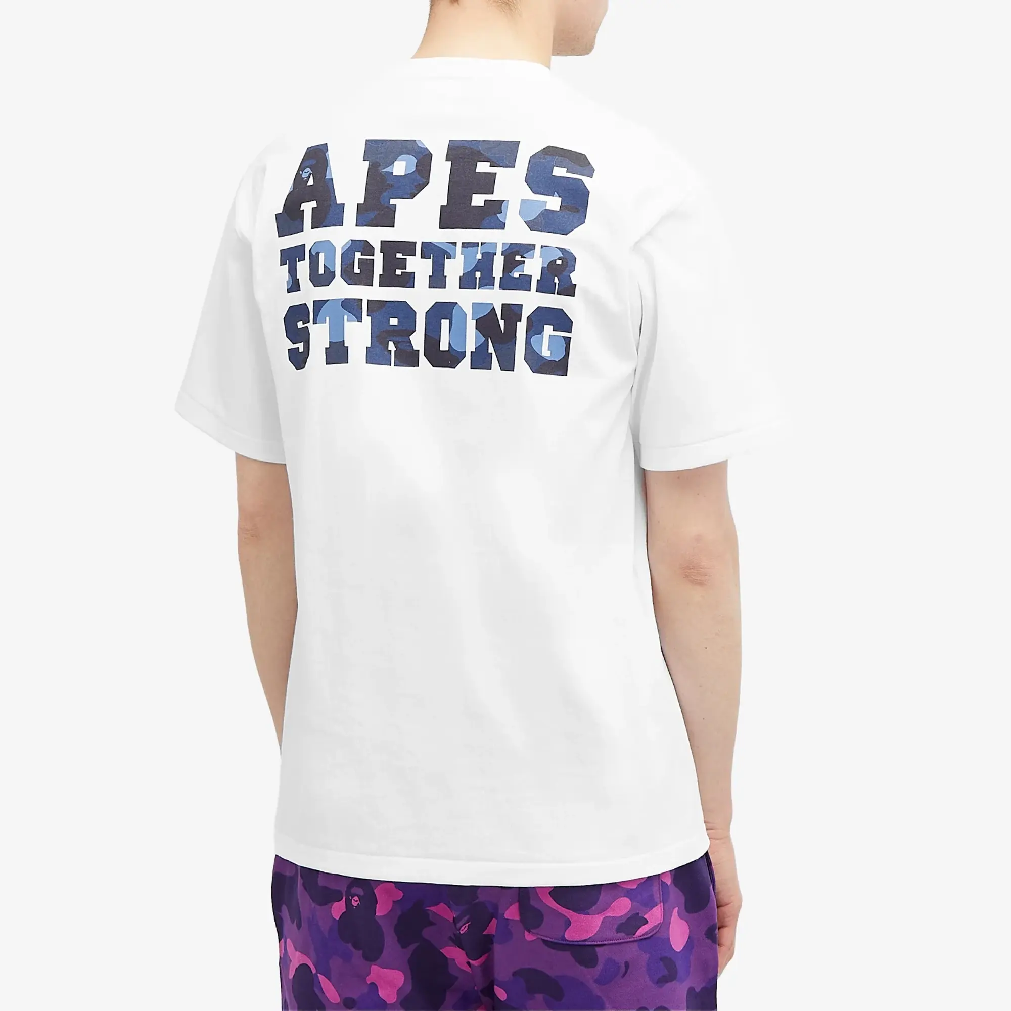 A Bathing Ape Men's Colour Camo College ATS T-Shirt White