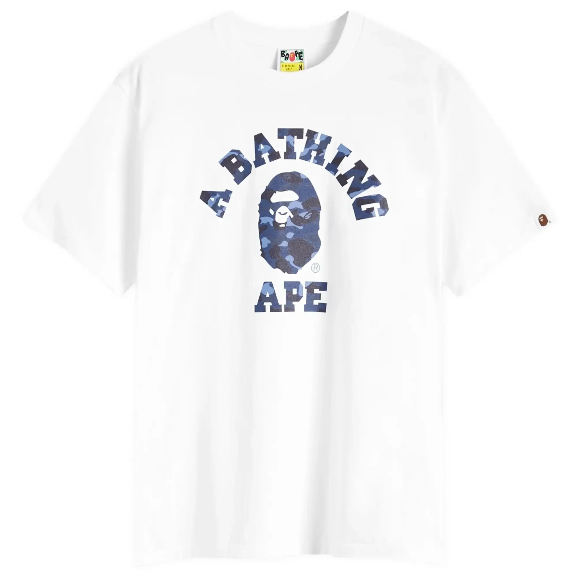 A Bathing Ape Men's Colour Camo College T-Shirt White/Navy