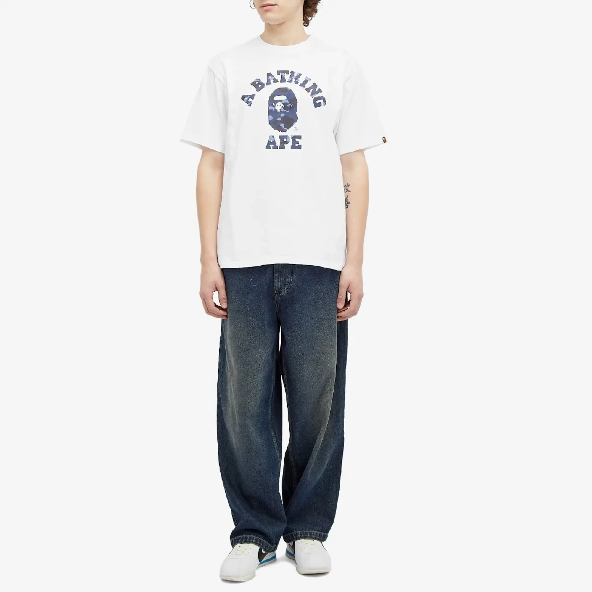 A Bathing Ape Men's Colour Camo College T-Shirt White/Navy