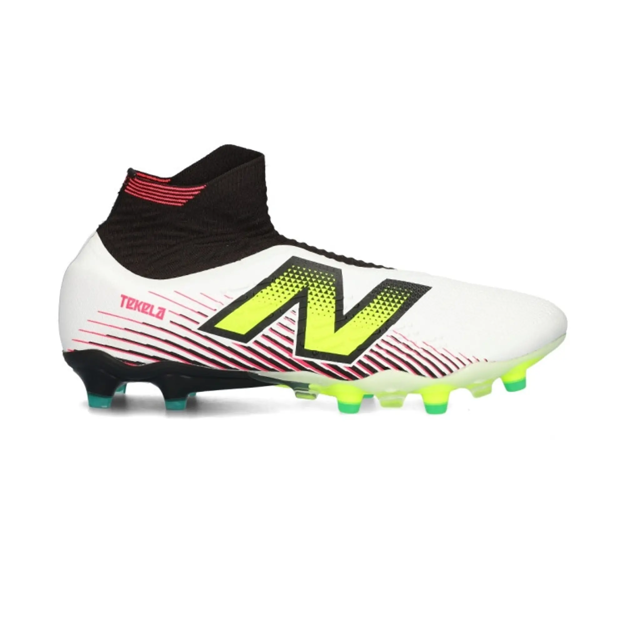 New Balance Unisex TEKELA PRO FG V4+ in White/Yellow/Black/Pink Synthetic