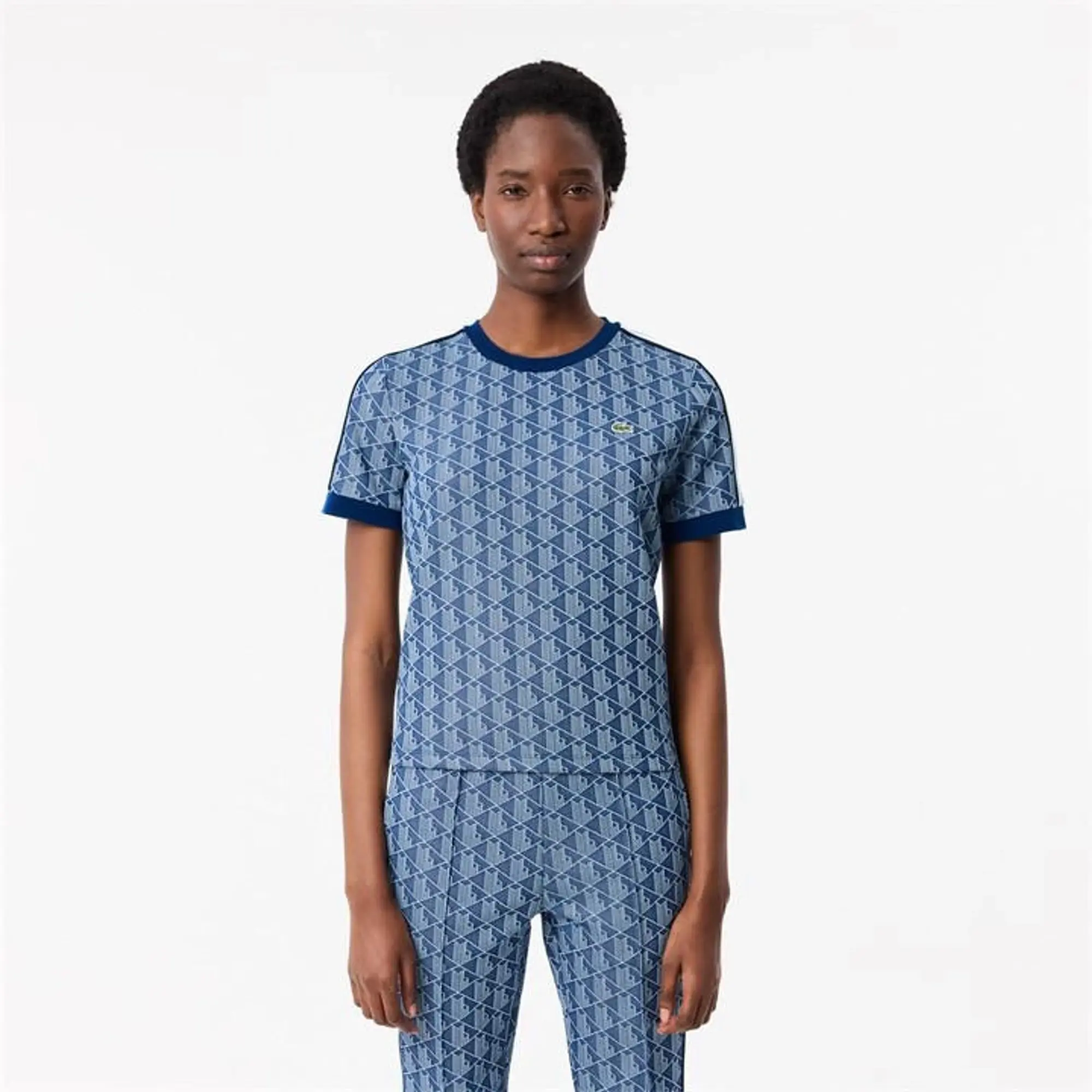 Lacoste Slim Fit Monogram Jacquard T-shirt - Blue