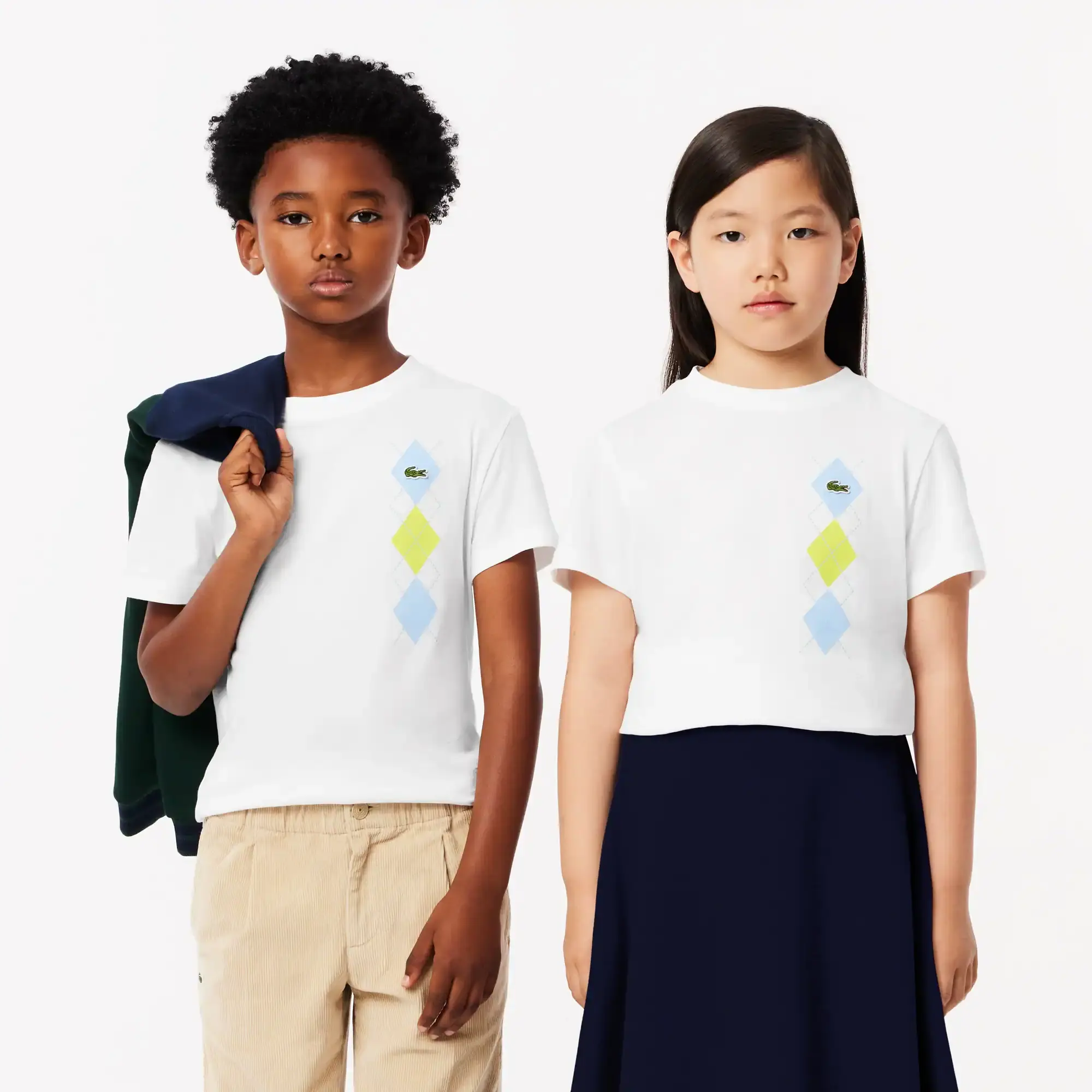 Lacoste Argyle Print Cotton T-shirt - White