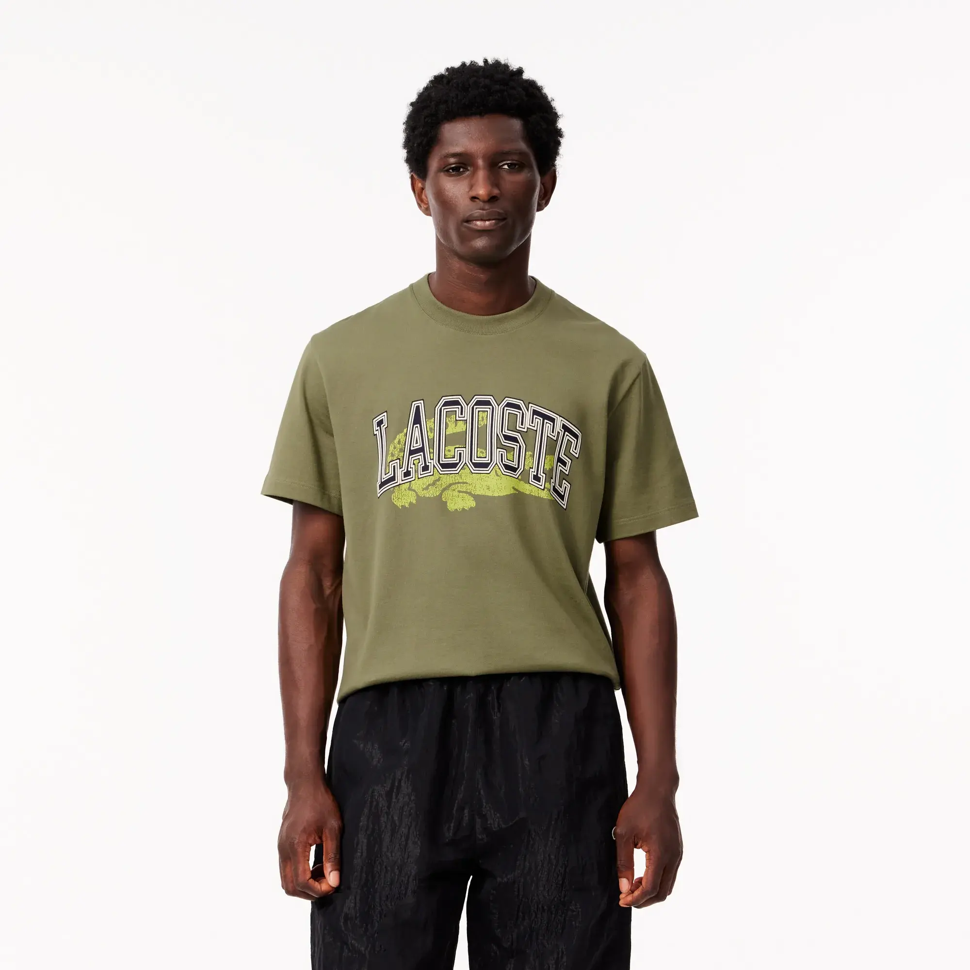 Lacoste Cotton Jersey Signature T-shirt - Khaki Green