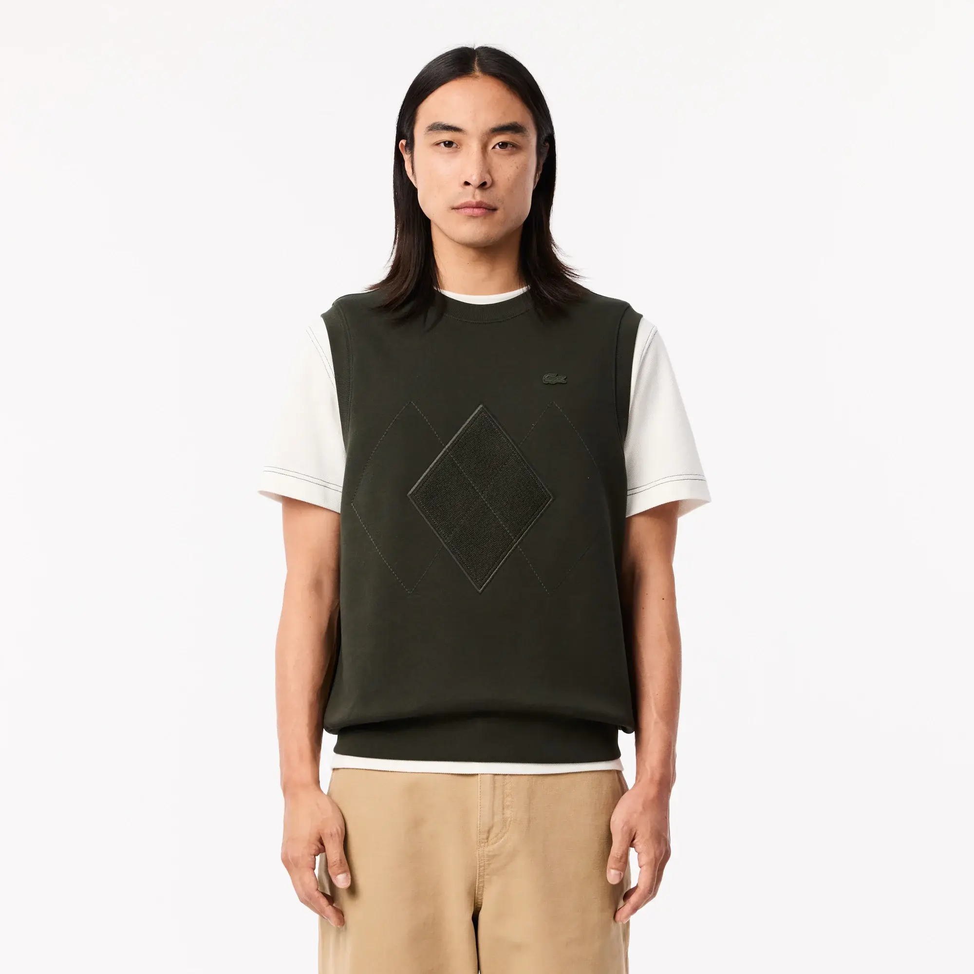 Lacoste Relaxed Fit Sweatshirt Vest - Dark Khaki Green