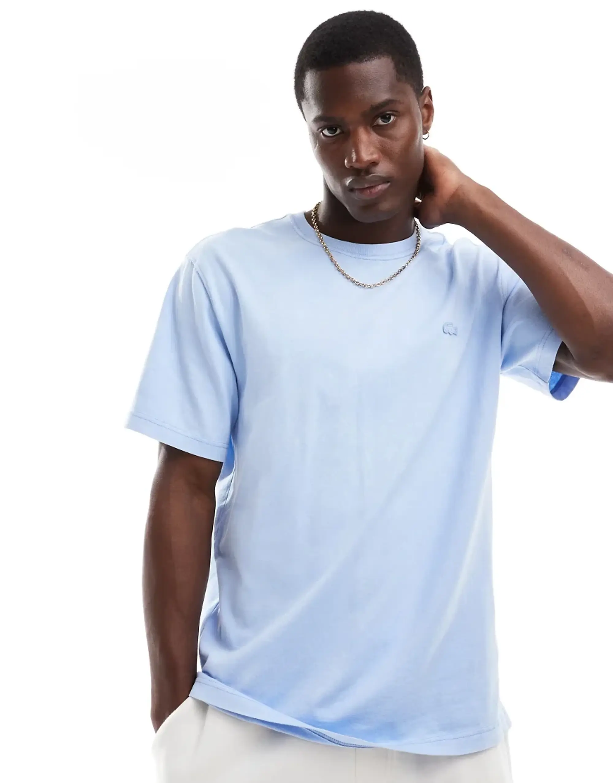 Lacoste Washed Effect Heavy Cotton T-shirt - Pale Blue