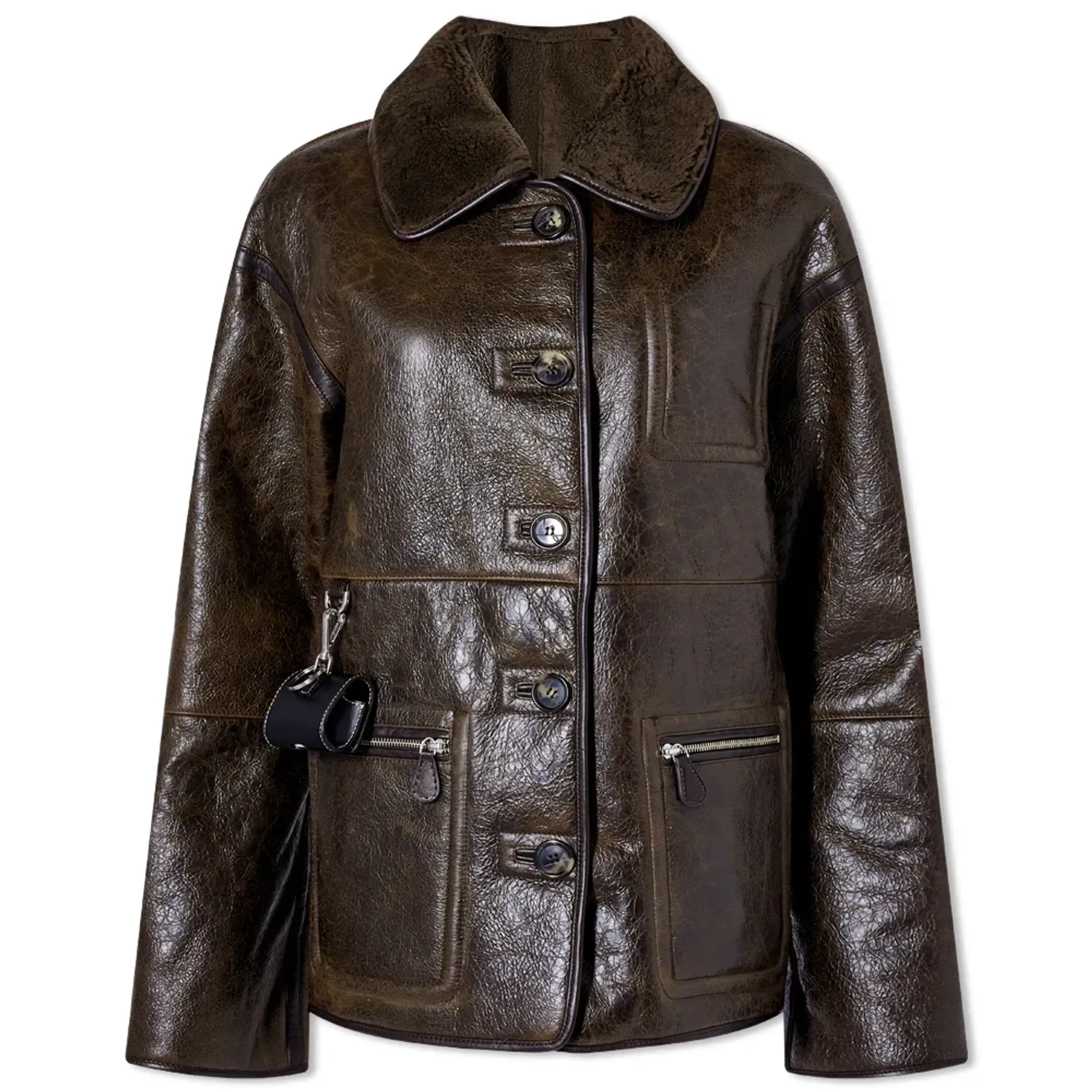 Saks Potts Women's Ada Shearling Jacket Distressed Brown | 22020